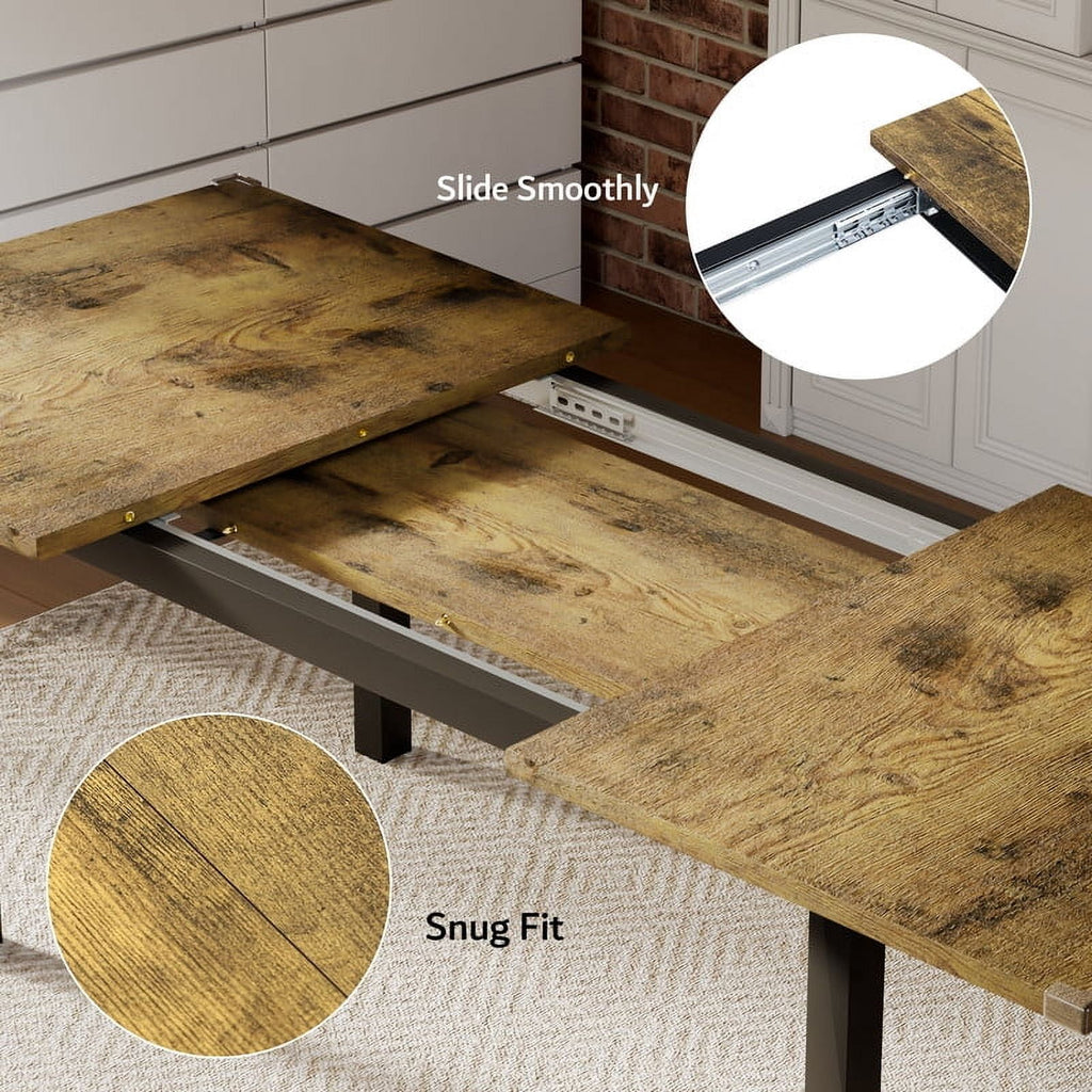 Virans 7-Piece Dining Table & Chairs Set for 4-6, 63 Extendable Kitchen Table with 6 Chairs, Dining Room Table with Metal Frame & MDF Board, Perfect for Small Space, Easy Assembly,Espresso