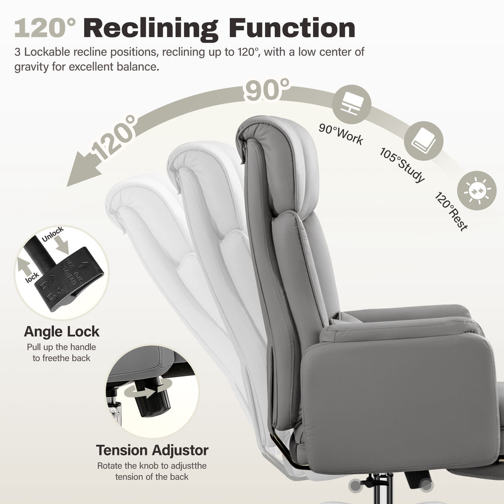 Primy Cross Legged Office Chair with Footrest & Convertible Armrests, 500LBS Capacity Home Desk Chair, Ergonomic Recliner with Lumbar Pillow, Criss Cross Design, Big and Tall Executive Chair