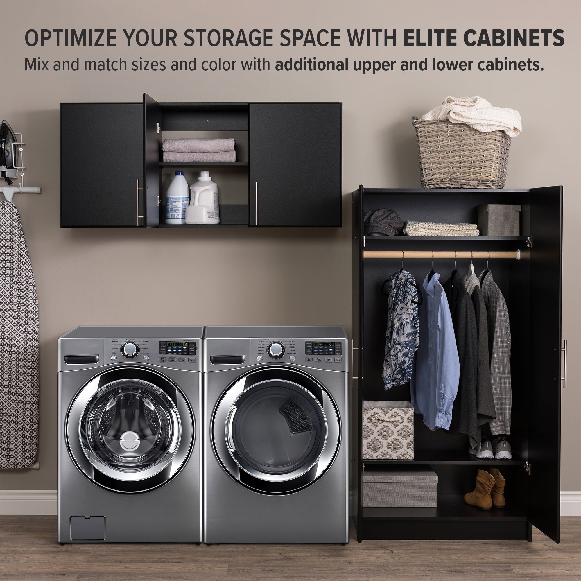 Prepac Armoir, Elite 32W x 35H x 20D White Wardrobe Closet & Cabinet - Functional Clothes Storage with Hanging Rail, Armoire Wardrobe - WEW-3264