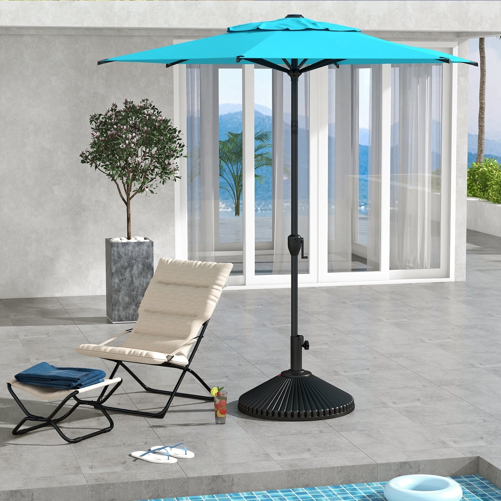 Abba Patio 11’ Vienna Offset Hanging Outdoor Cantilever Patio Umbrella, Beige