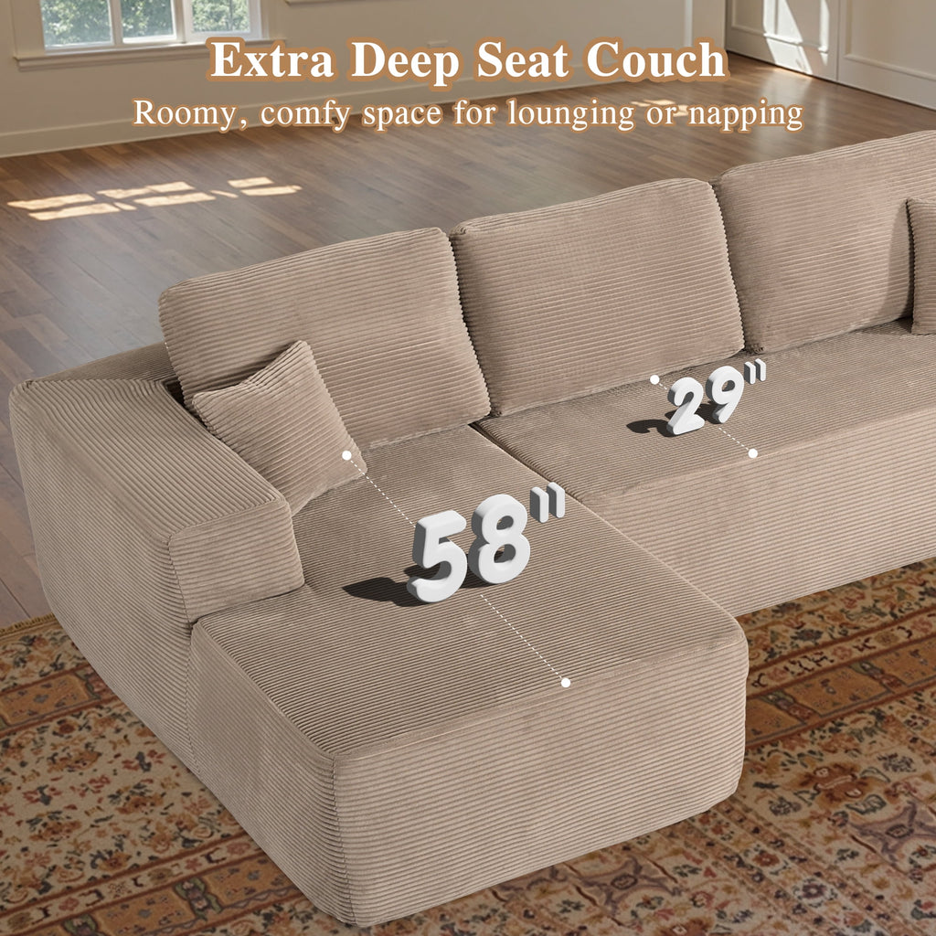Ovios 106 Cloud Sofa Couch No Assembly Boneless Deep Seat Sofa for Living Room, Black (Corduroy)