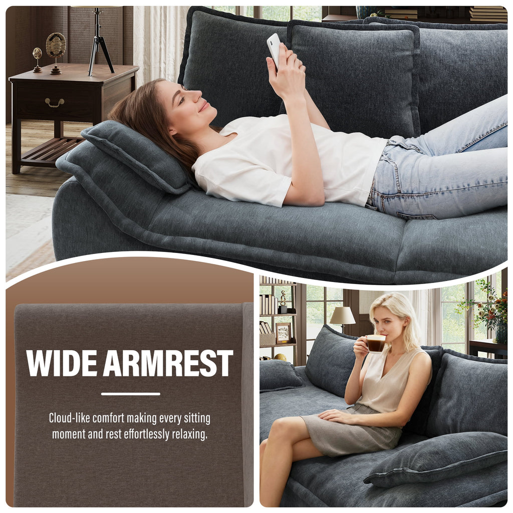 2-Seater Modular Sectional Sofa, Comfy Loveseat with Throw, Deep Seat Memory Foam Small Couches for Small Space, Living Room Apartment, Dark Grey