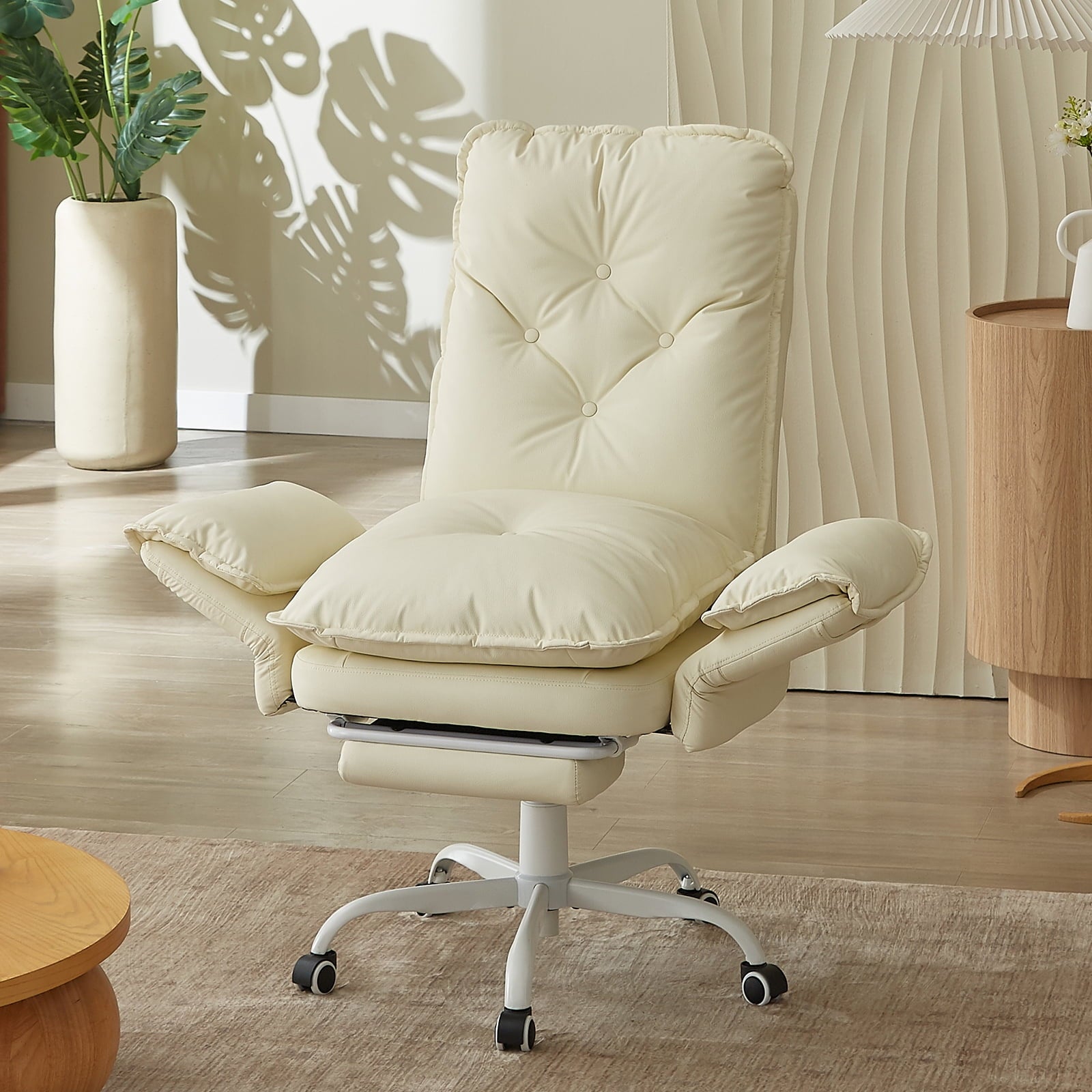 Bestier Big and Tall Executive Office Chair with Flip-up Arms for Adult, Wide Seat Ergonomic Computer Desk Chair,High Back Velvet Comfy Cross-Legged Office Chair with Footrest and Side Pockets, Black