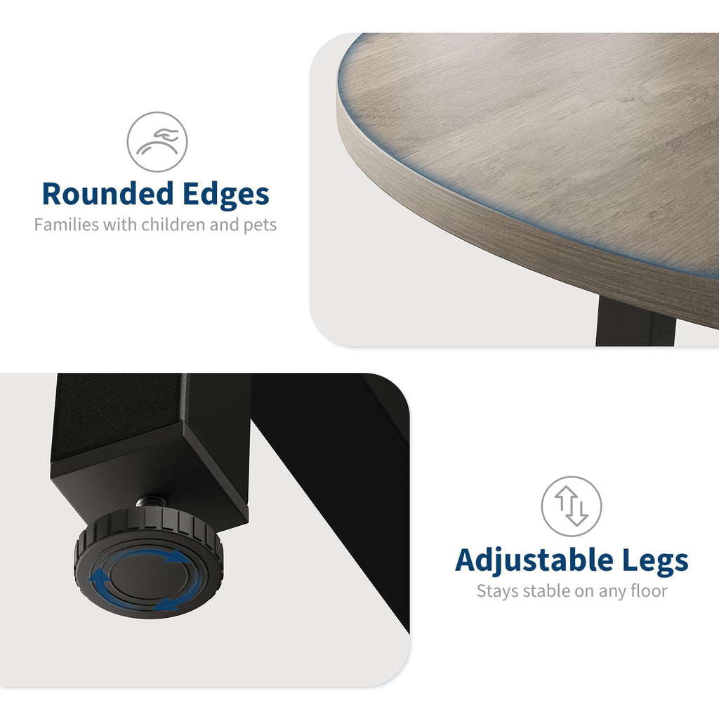 31.5 Round Dining Table for 4 People, Modern Wood Circle Kitchen Table with Sturdy Industrial Metal Frame, Small Space Saving Dining Room Table for Apartment & Breakfast Nook, (No Chairs), Walnut