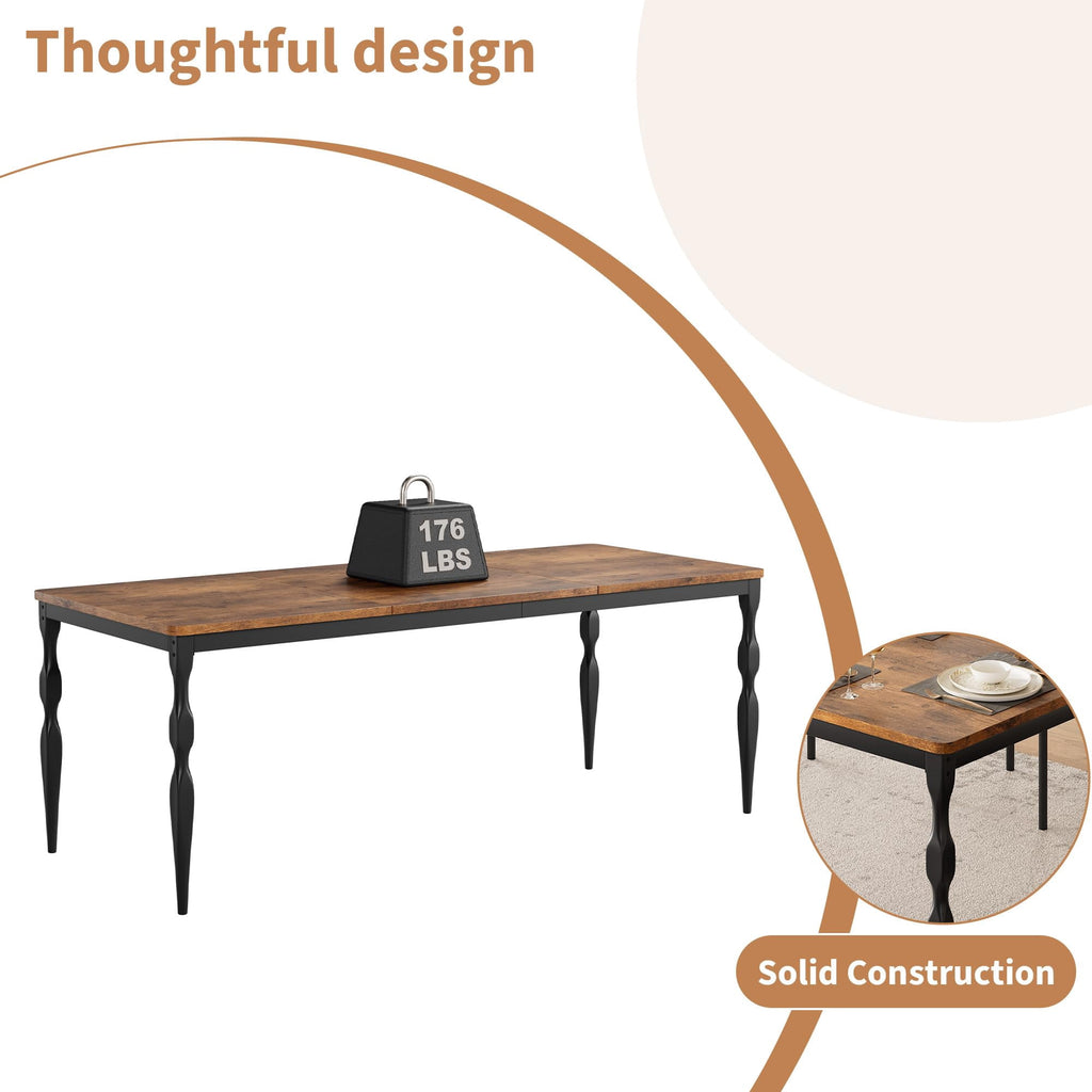 M optimized 78-inch Farmhouse Dining Table for 8, Rustic Rectangular Kitchen Table with Large Tabletop, Long Wooden Dining Room Table with Heavy Duty Legs