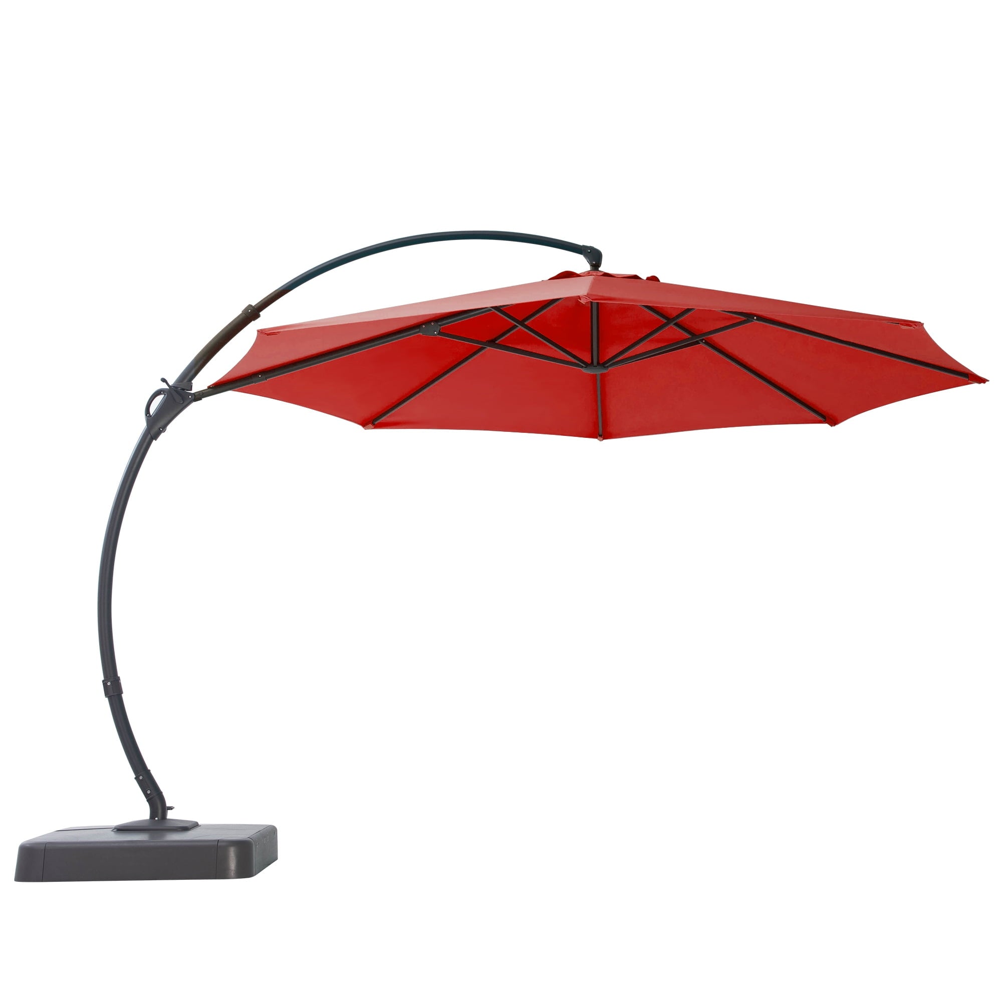 LAUSAINT HOME 11 FT Outdoor Patio Umbrella with Base, Aluminum Cantilever Umbrella with Crank, Champagne