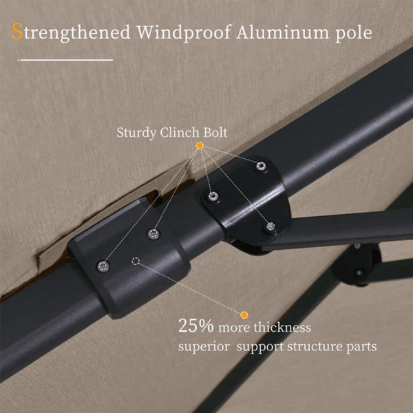 PURPLE LEAF Cantilever Umbrellas 12FT Square Large Patio Umbrella Offset Umbrella with 360°Rotation Tilting And Hanging Double Top, Grey