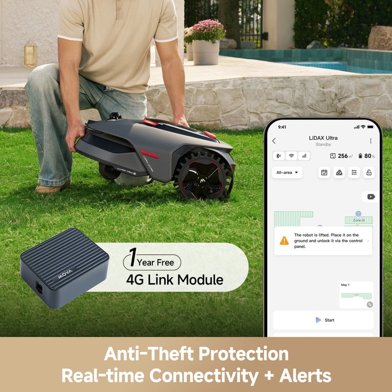 MOVA LiDAX Ultra 2000 Robotic Lawn Mower,Dual Mapping,0.5 Acres,Edge Cutting, Adjustable Cutting Height, Smart Obstacle Avoidance