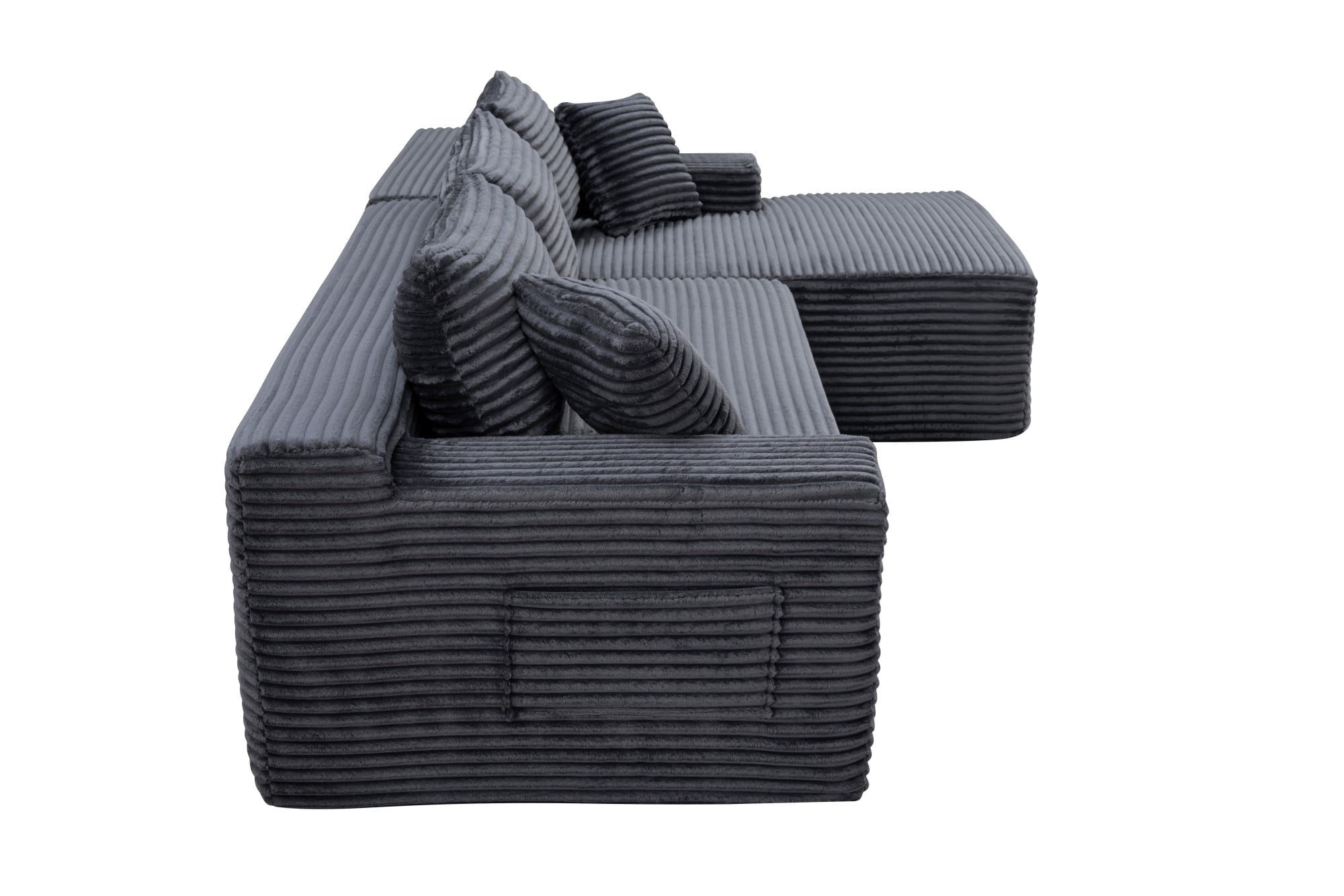 LLappuil 108 Sectional Sofa, Modular Sectional Couch with Left Chaise, Deep Seat Corduroy Cloud Sofa for Living Room Black