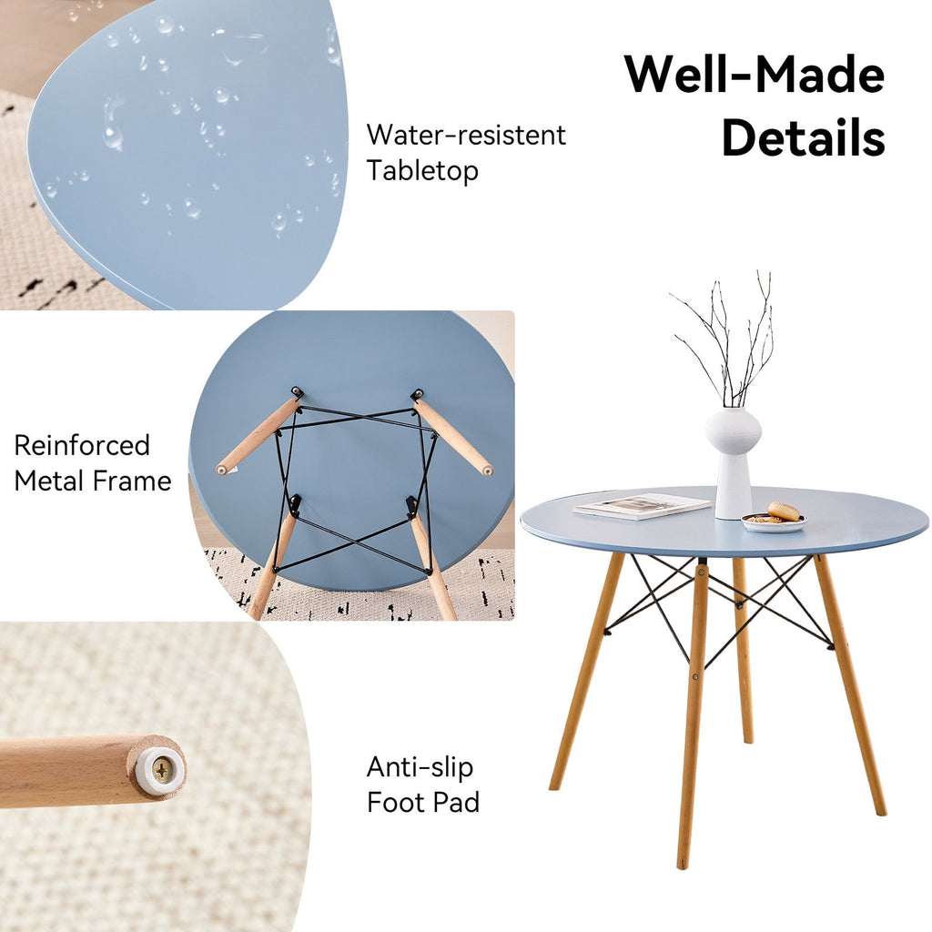 5-Piece 35.5'' Round Dining Table Set for 4, Kitchen Table Chair Set of 4, Mid-Century Modern Dinette Dining Room Table Set Dinner Table for 4 W/Solid Wood Legs, White