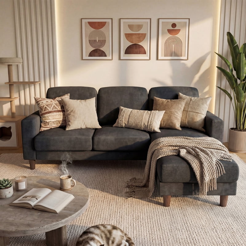 Homall Cloud Modular Sectional Sofa 3 Seat L-Shaped Cloud Oversized Sofa Couch for Living Room, Apartment and Small Space,Dark Gray