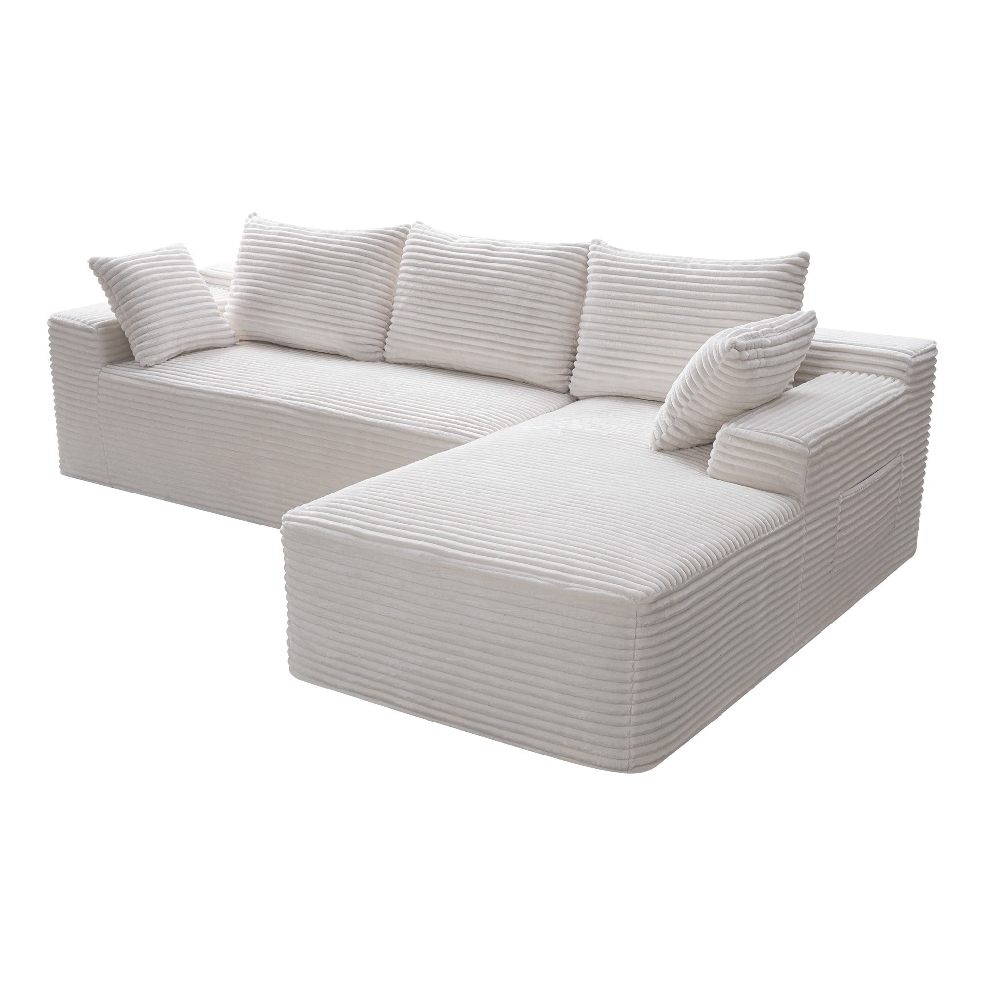 LLappuil 108 Sectional Sofa, Modular Sectional Couch with Left Chaise, Deep Seat Corduroy Cloud Sofa for Living Room Black