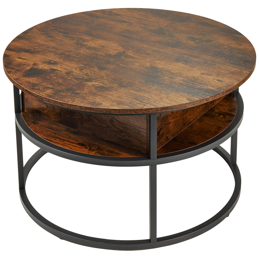 Keenstone Round Dining Table 43-59 Extendable, for 4 to 6, with Storage Space, Kitchen Dinner Room Table for Dining Room and Small Space Walnut