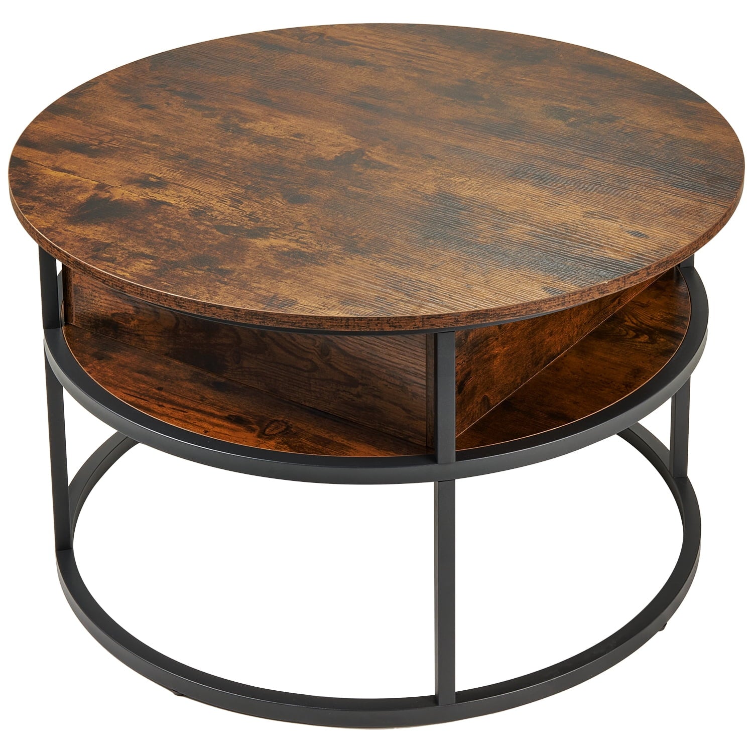Keenstone Round Dining Table 43-59 Extendable, for 4 to 6, with Storage Space, Kitchen Dinner Room Table for Dining Room and Small Space Walnut