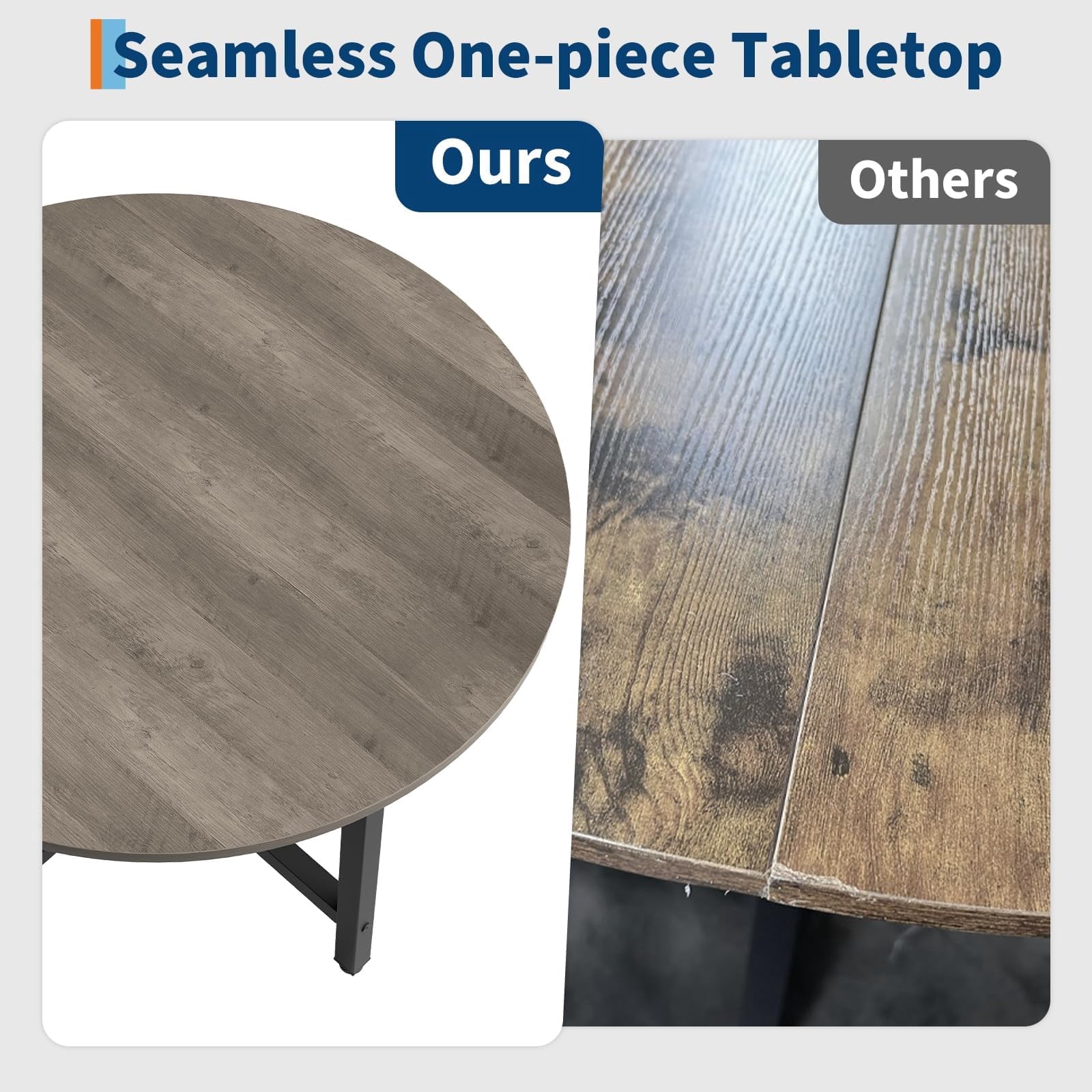31.5 Round Dining Table for 4 People, Modern Wood Circle Kitchen Table with Sturdy Industrial Metal Frame, Small Space Saving Dining Room Table for Apartment & Breakfast Nook, (No Chairs), Walnut