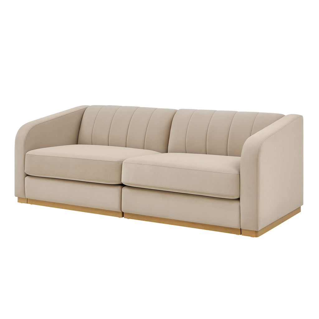 Better Homes & Gardens Lillian Channel Tufted Sofa 83.5 Cream Linen