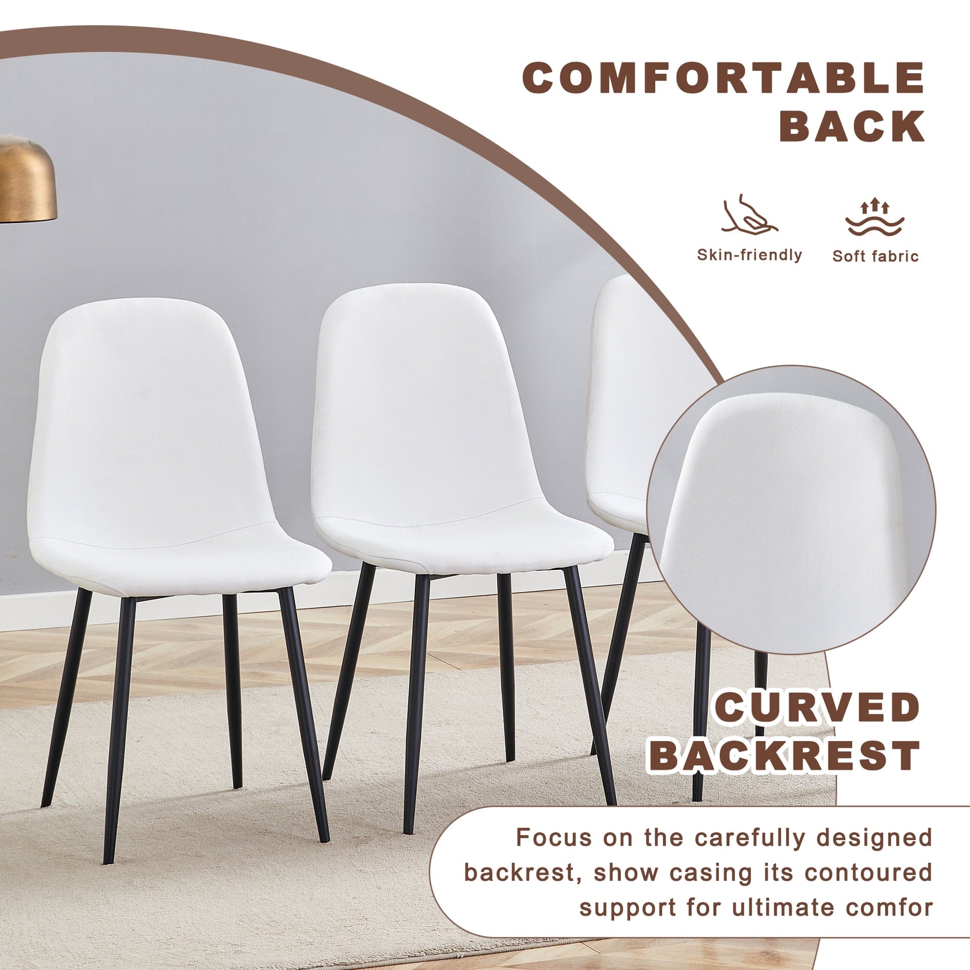 JUFU 55 Dining Table Set for 4, Modern Table and Chairs Set of 4, 5 Piece Dining Table Set Include Wooden Kitchen Table and 4 Faux Leather Chairs Ideal for Kitchen Dining Room Easy to Assemble