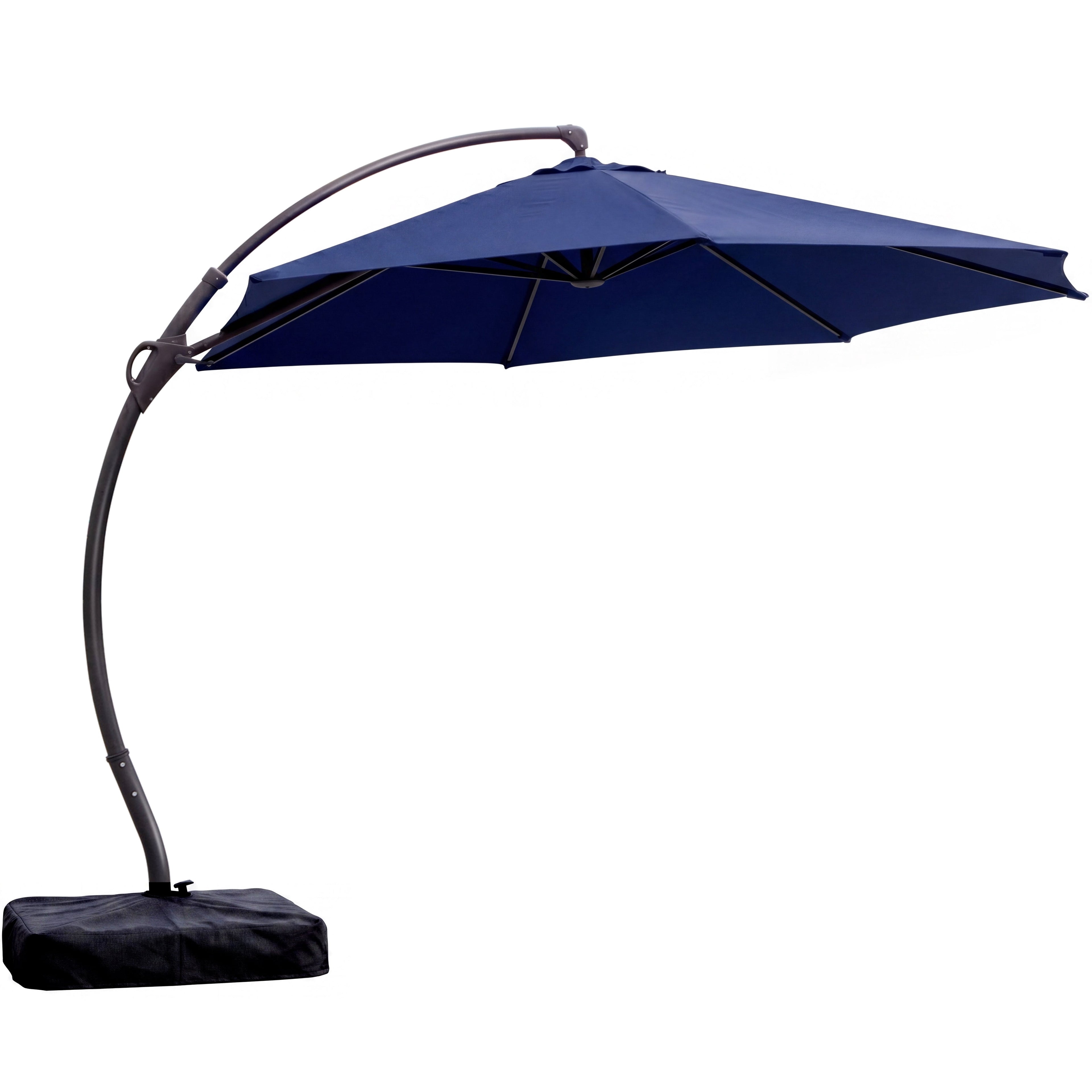 LAUSAINT HOME 11 FT Outdoor Patio Umbrella with Base, Aluminum Cantilever Umbrella with Crank, Gray