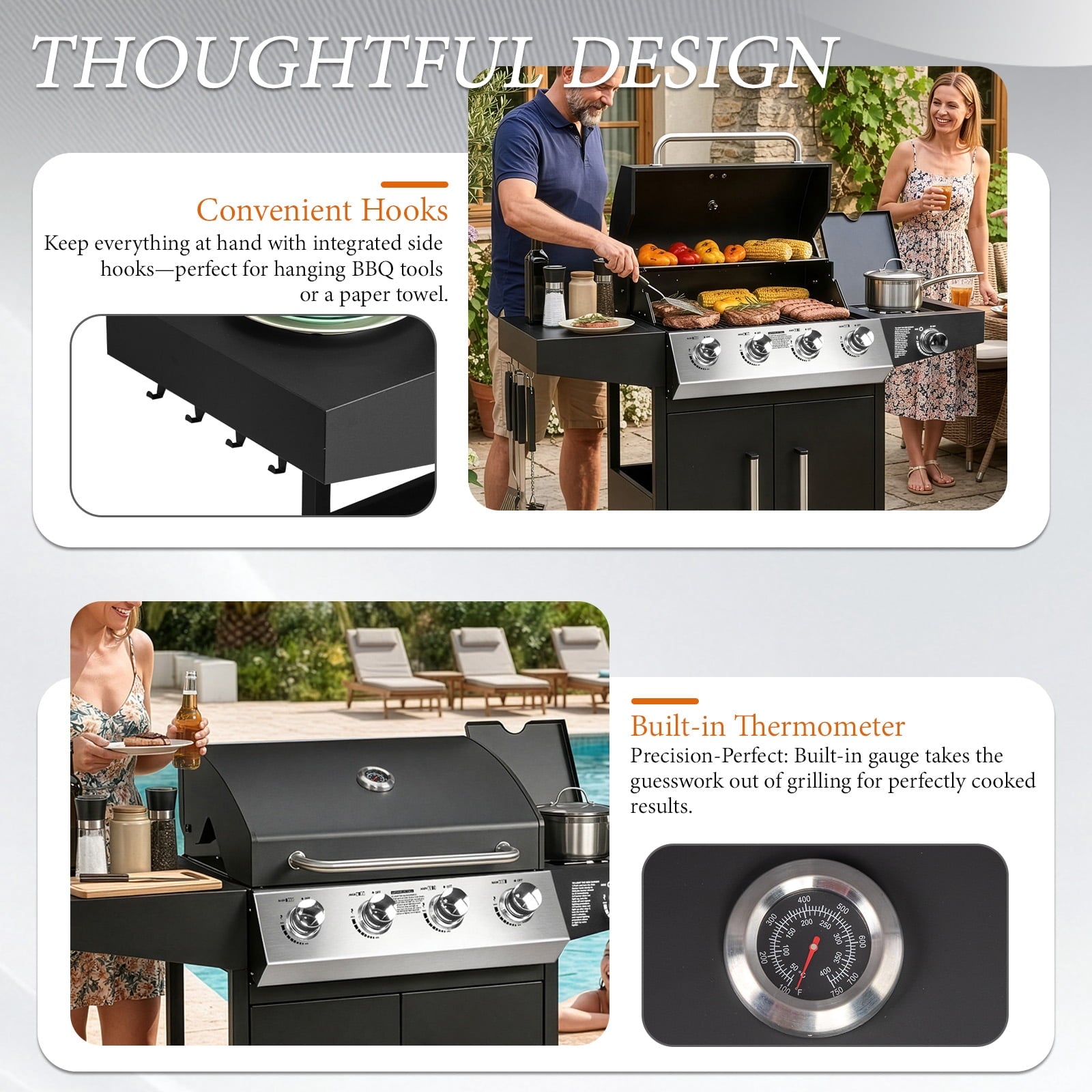 Ktaxon 4 Burner Propane Grill Gas Stove 58000 BTU with Side Stove,Wheels