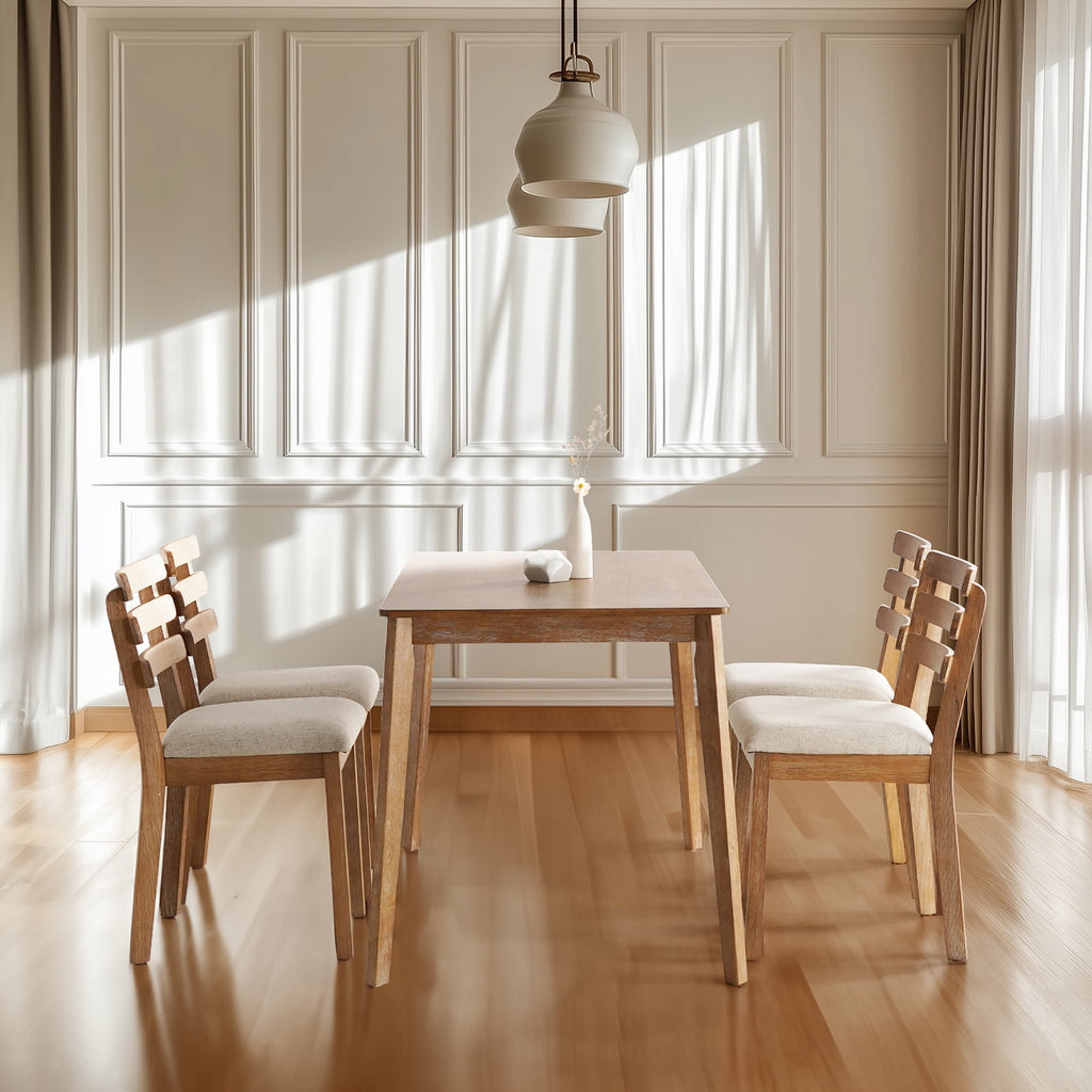 KithKasa Rectangular Dining Table Set for 4 , Kitchen Table and Chairs for 4, 5 Piece Space Saving Wood Kitchen & Dining Room Tables Set Furniture