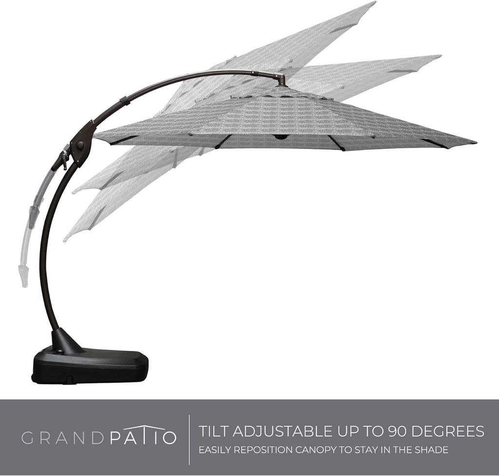 GRANDPATIO 12 ft Deluxe Aluminium Patio Umbrella with Base, Large Offset Outdoor Umbrella, Navy Blue