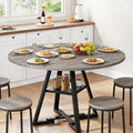 Behome 42” Round Dining Table for 4-6,Wooden Kitchen Table with Storage Shelf,Farmhouse Circle Tables for Dining Room, Living Room