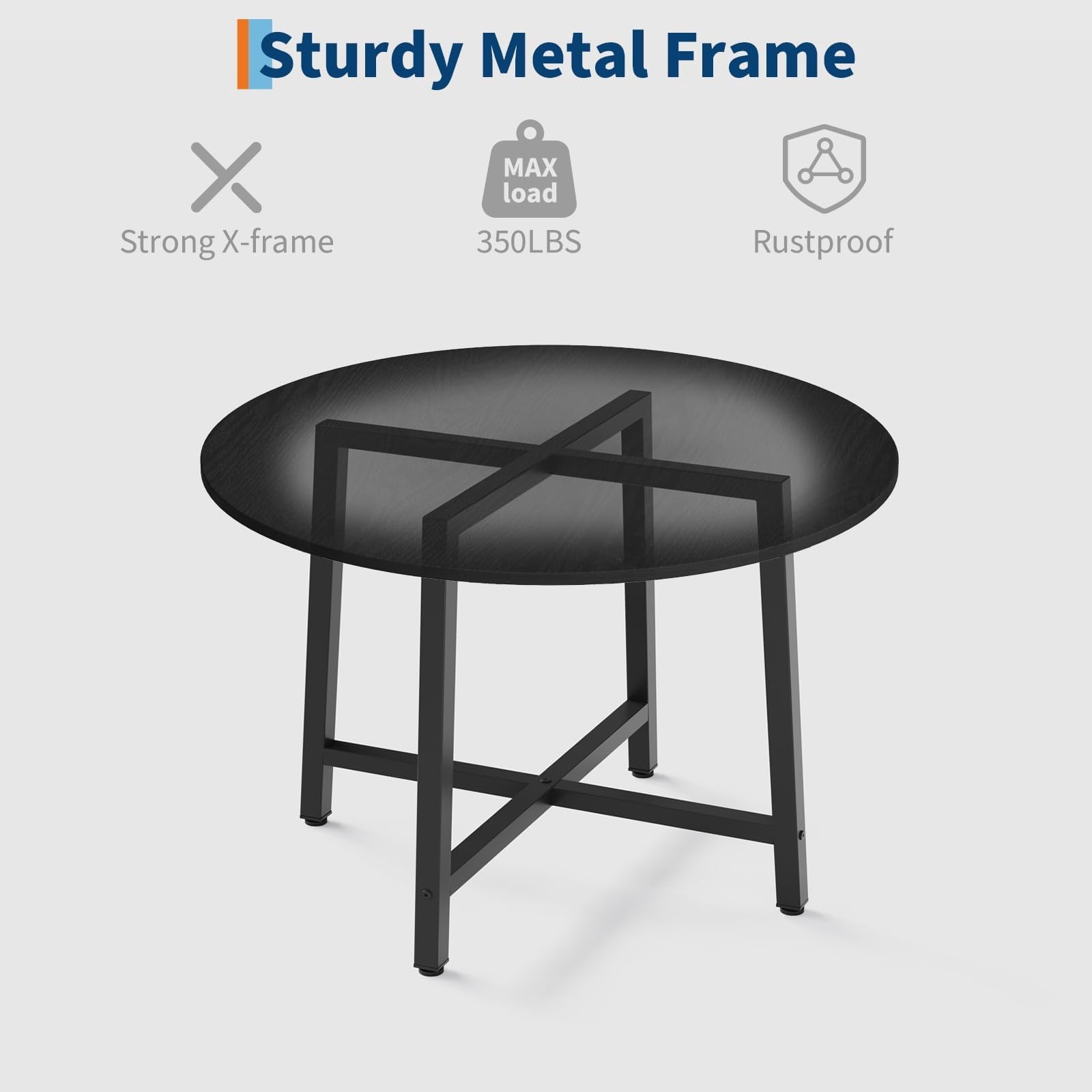 31.5 Round Dining Table for 4 People, Modern Wood Circle Kitchen Table with Sturdy Industrial Metal Frame, Small Space Saving Dining Room Table for Apartment & Breakfast Nook, (No Chairs), Walnut