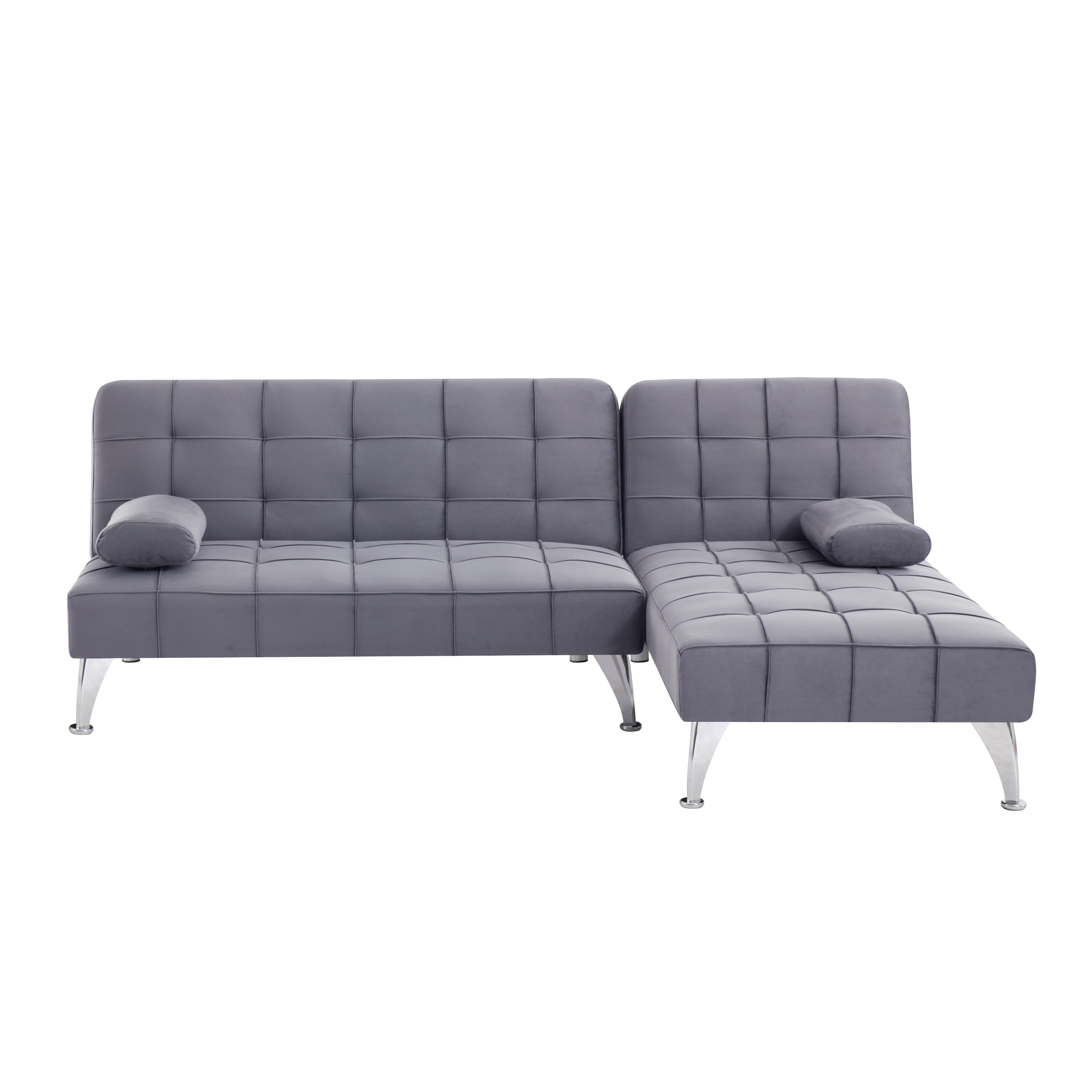 Gewnee 78.35”L-Shaped Velvet Reversible Sectional Sleeper Sofa,Futon Sofa with Adjustable Split Back & Chaise,Couch for Home,Office and Guest Room.Black