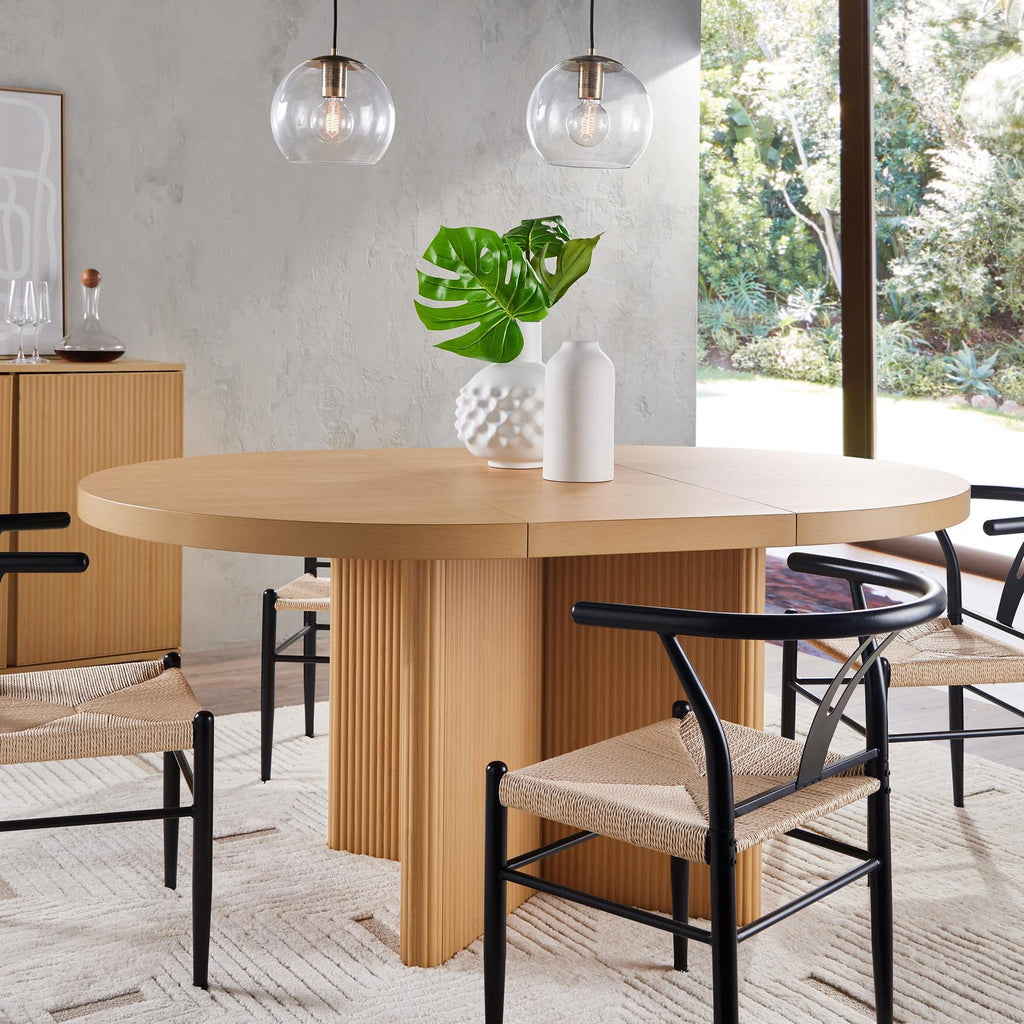 Better Homes & Gardens Lillian Fluted Round Expandable Dining Table, Walnut Finish