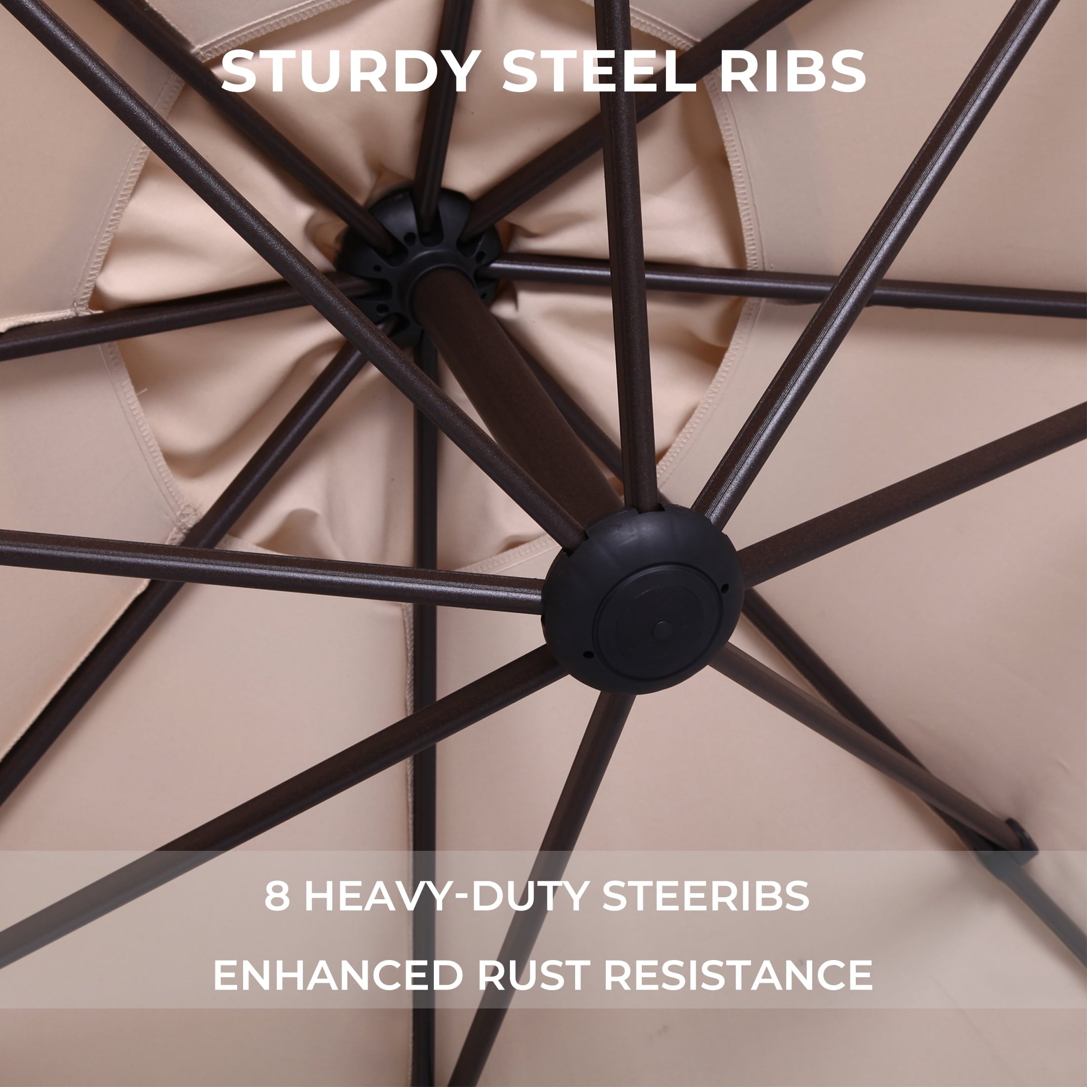 GRANDPATIO 12 ft Deluxe Aluminium Patio Umbrella with Base, Large Offset Outdoor Umbrella, Navy Blue