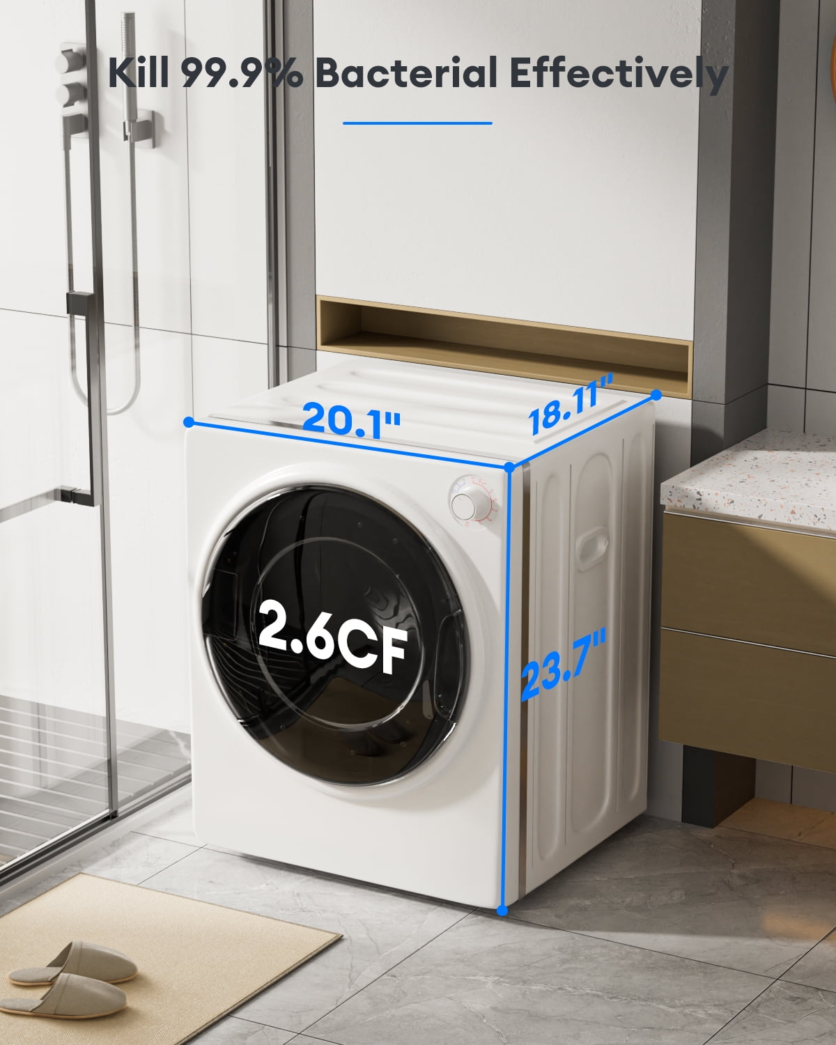 TABU 2.6 cu ft Portable Dryer for Clothes, 8.8 lbs Compact Dryer, Electric Dryer for Apartment,White