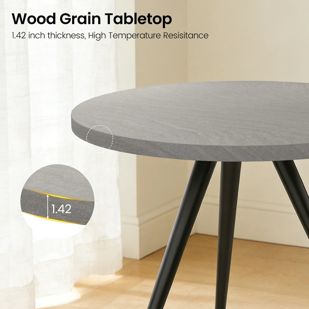 34.8 Round Dining Table for 4 People, Modern Circle Kitchen Table with Metal Legs for Kitchen, Dining Room, Apartment,Gray