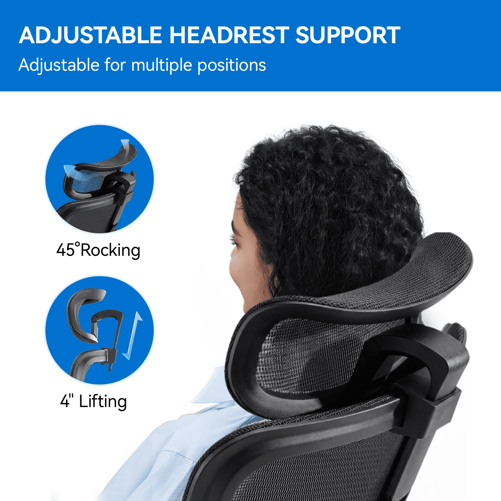 SIHOO B100 Se Office Chair, Executive Chair with Cotton Seat, Dual-Back Ergonomic Chair, 2D Adjustable Headrest & Flip Link Armrest, Comfort Mesh Chair for Home Office & Gaming, 265lbs, Gray