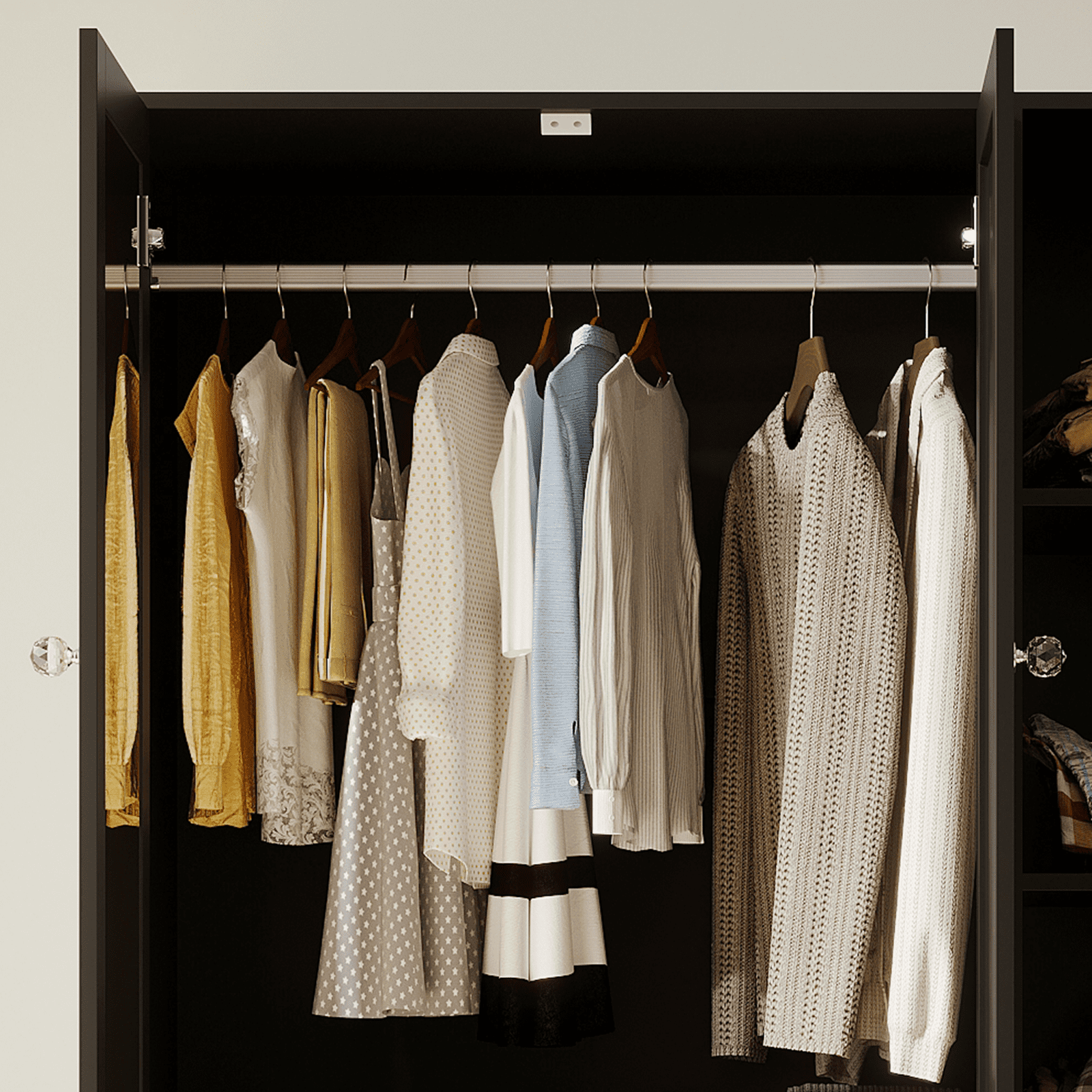 Richya Wardrobe Closet Armoire Storage Cabinet 3 Doors with Hanging Rod for Hanging Clothes Bedroom Large Capacity Tall Freestanding Armoire Organizer with Shelves particle board