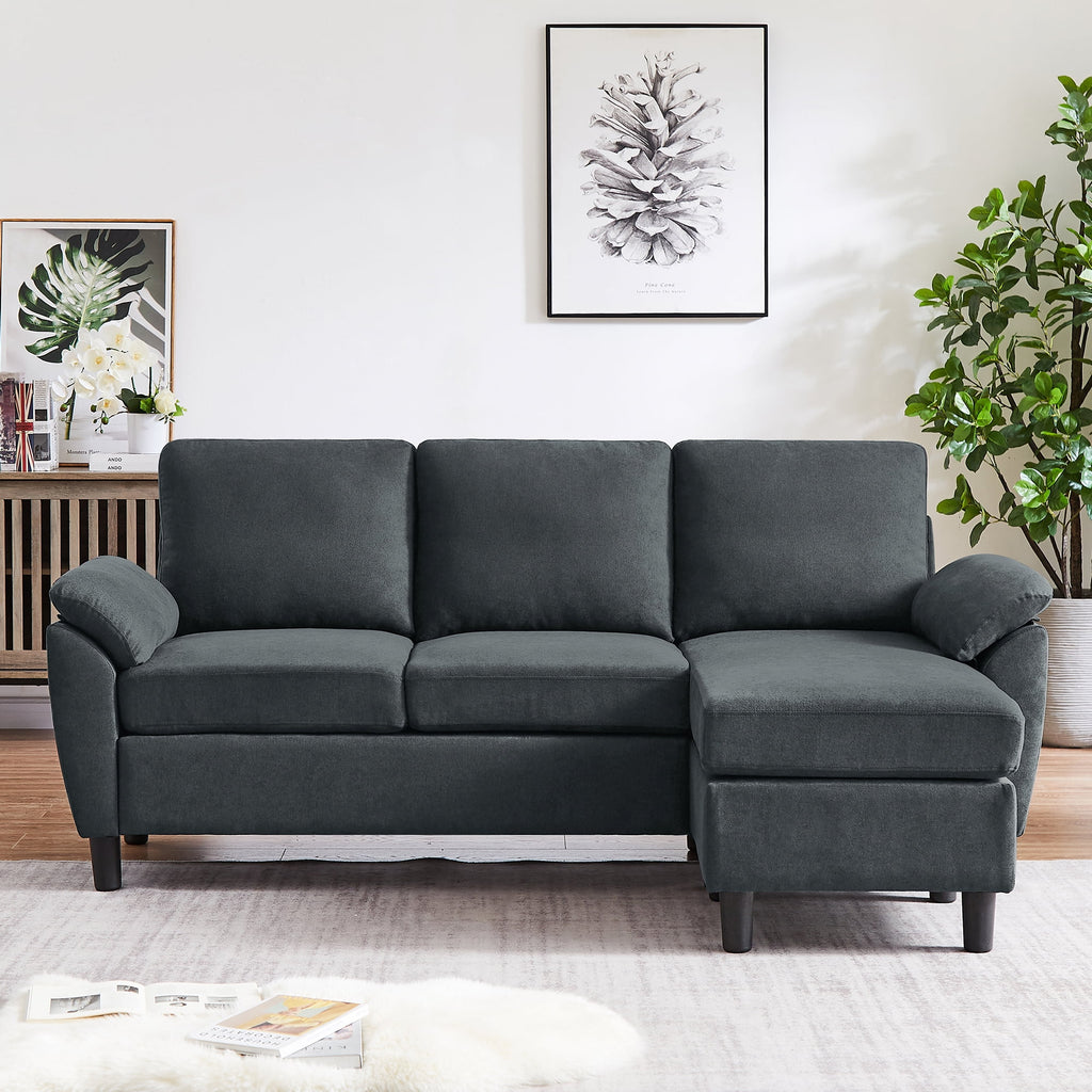 Jarenie 80 Convertible Sectional Sofa, Small L Shaped 3 Seat Couch with Reversible Storage Chaise, Modern Polyester Fabric Sofa Couches for Living Room, Apartment and Small Space, Beige