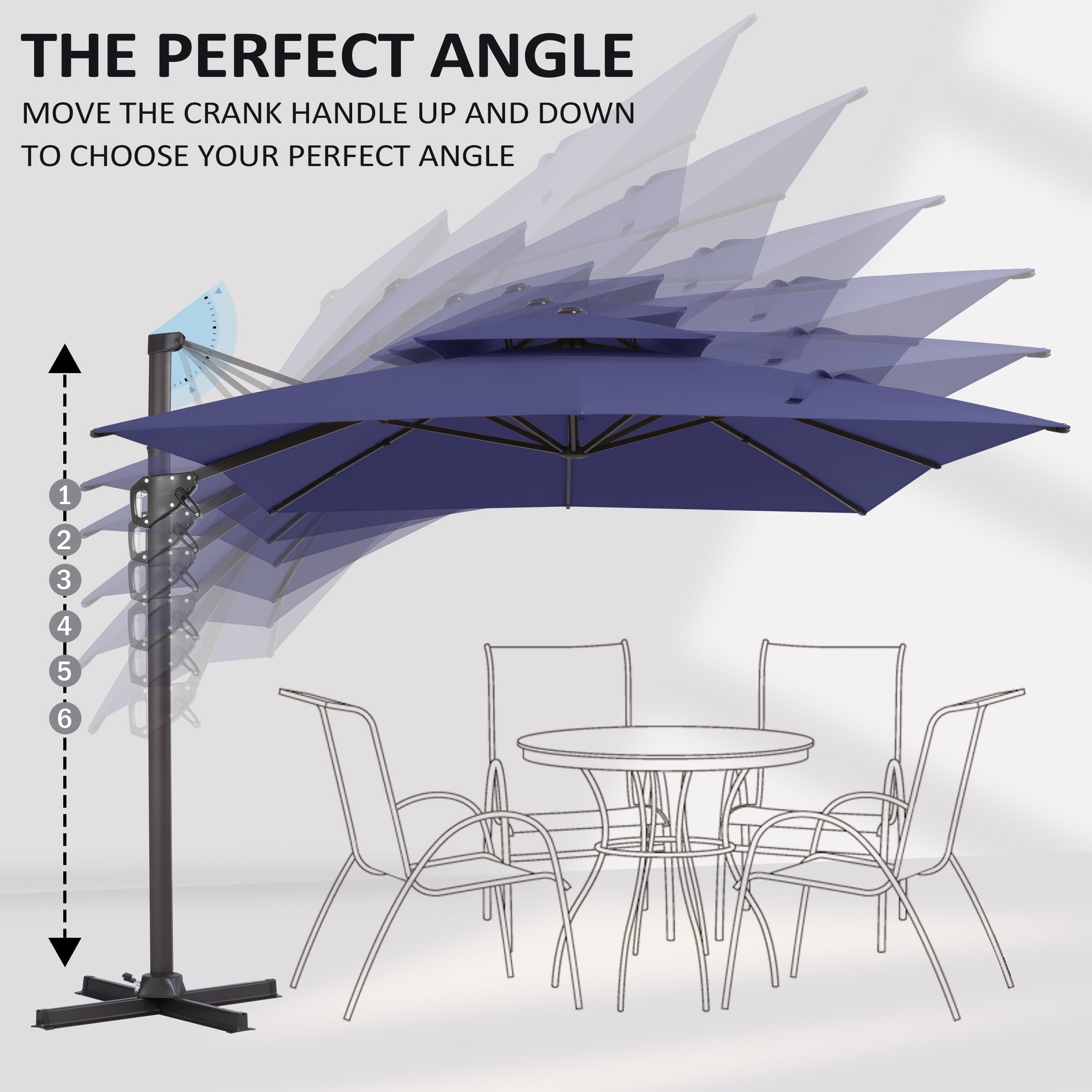Pellebant 9' X 11' Patio Umbrella Outdoor Rectangle Umbrella Large Cantilever Umbrella Windproof Offset Heavy Duty Sun for Garden Deck Pool Patio