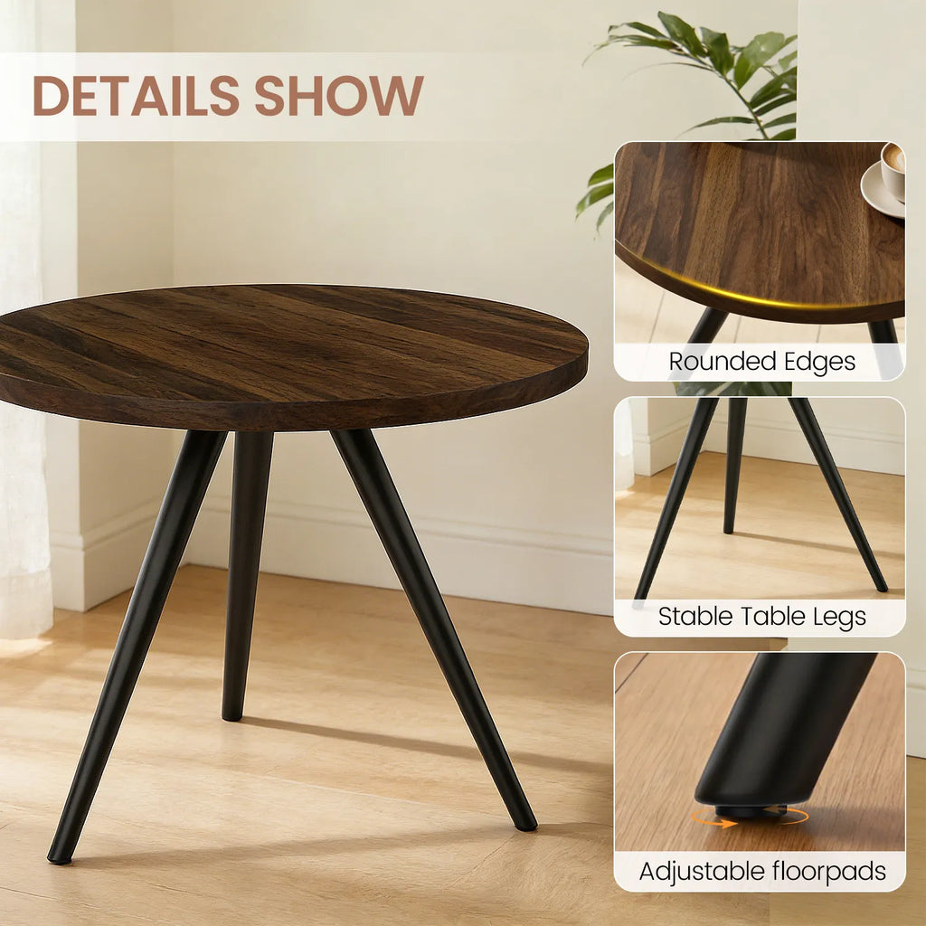 34.8 Round Dining Table Set for 4,5 Piece Mid-Century Modern Dining Set with 4 Upholstered Dining Chairs,Leisure Coffee Table for Kitchen Dining Room, Save Space