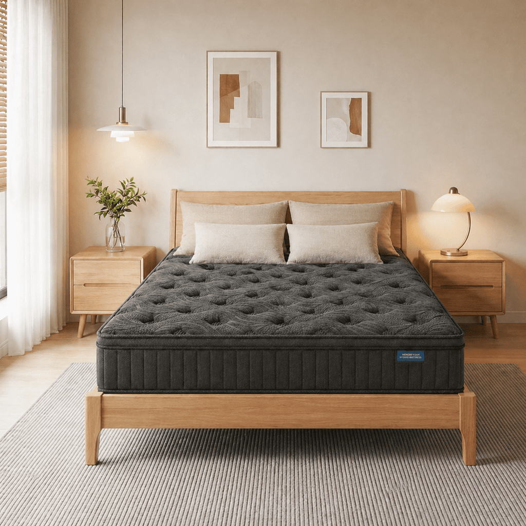 Trujae 12 inch Queen Mattress in a Box, Gel Memory Foam Hybrid Mattress with Pocket Coils, Medium Firm Comfort, Pressure Relief