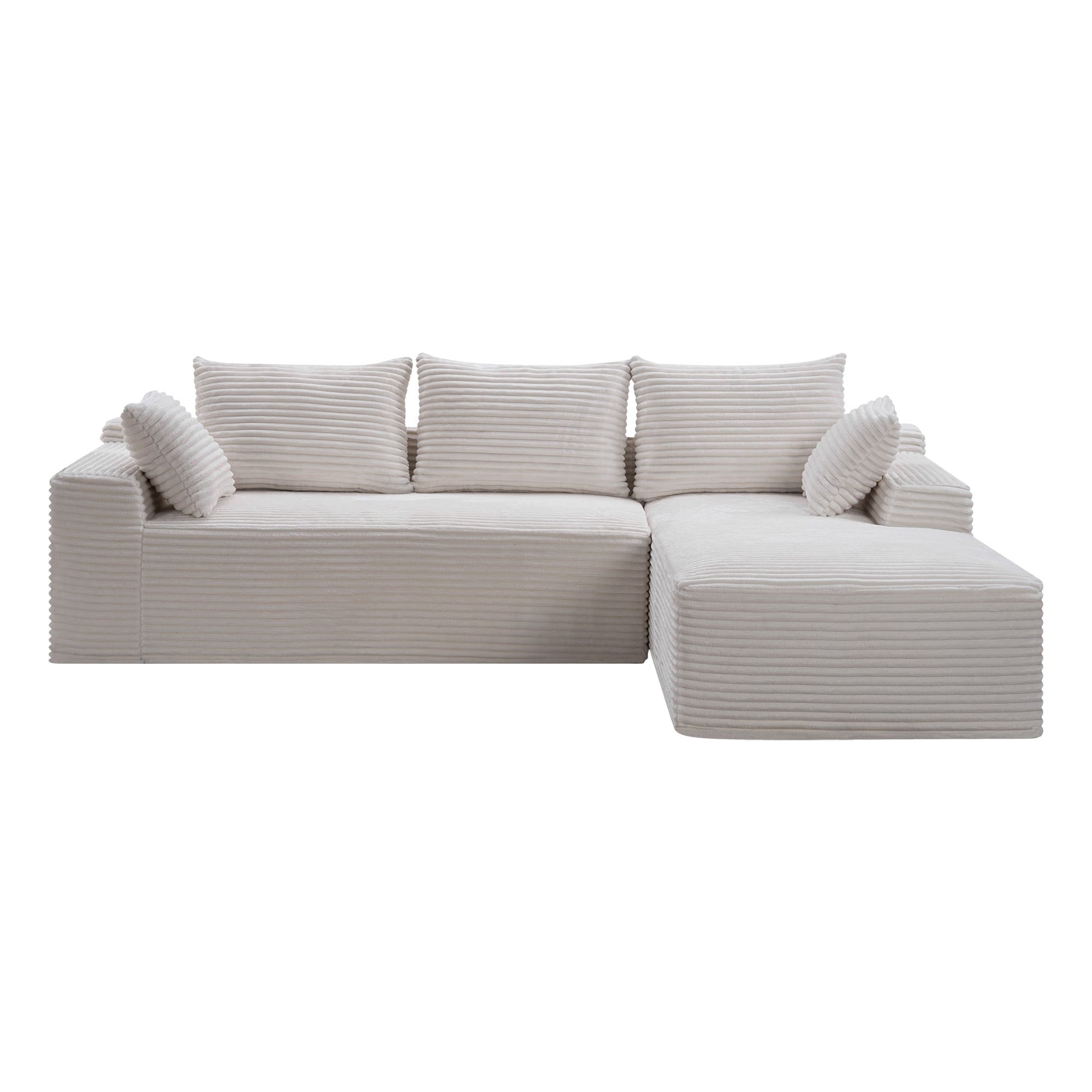 LLappuil 108 Sectional Sofa, Modular Sectional Couch with Left Chaise, Deep Seat Corduroy Cloud Sofa for Living Room Black