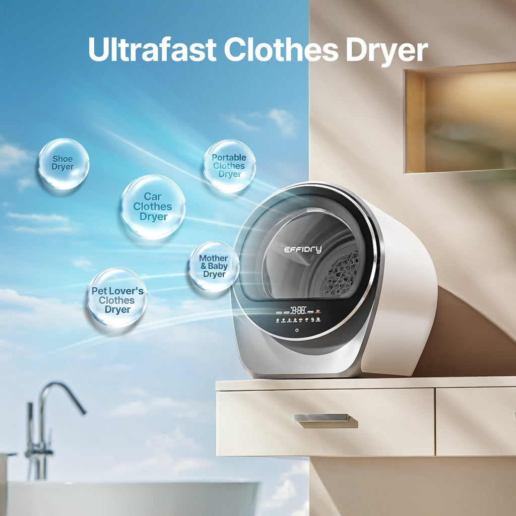 S3 Compact Clothes Dryer 1.0 cu.ft Capacity 110V 1050W Portable Dryers Machine with Stainless Steel Drum 8 Drying Mode for Small Spaces,Apartments dorm Mini electric secadora portatil de ropa