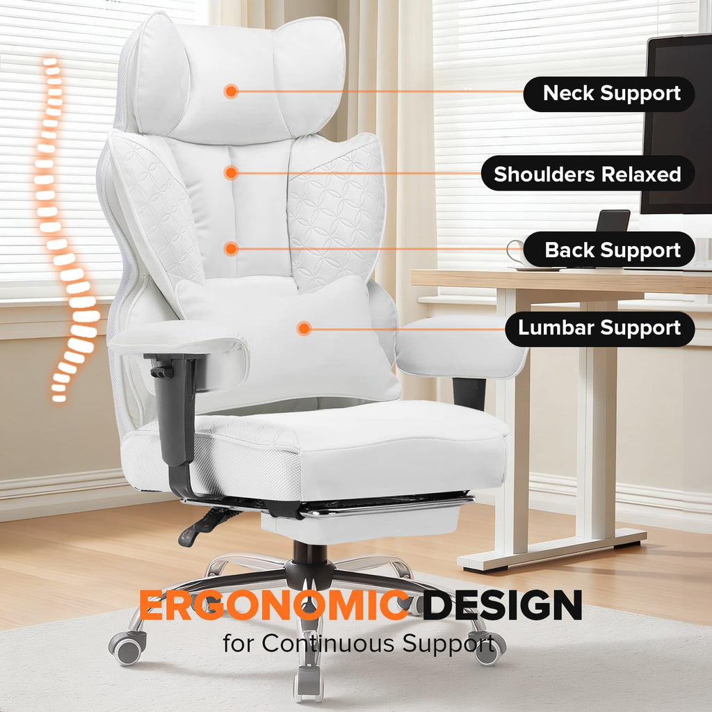 CloudRest Pro 400lbs Executive heavy duty office chair, High Back Ergonomic Computer Desk Chairwith Lumbar Back Support, Black