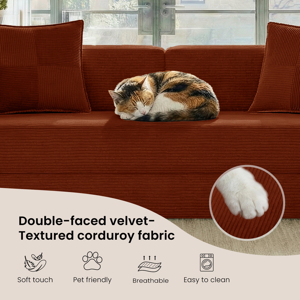 BELHOME 5-in-1 Convertible Sofa Bed, 78.8 Sleeper Sofa Boneless Couch with Side Pockets, Folding Floor Sofa Compression Sofa for Living Rooms No Assembly Required