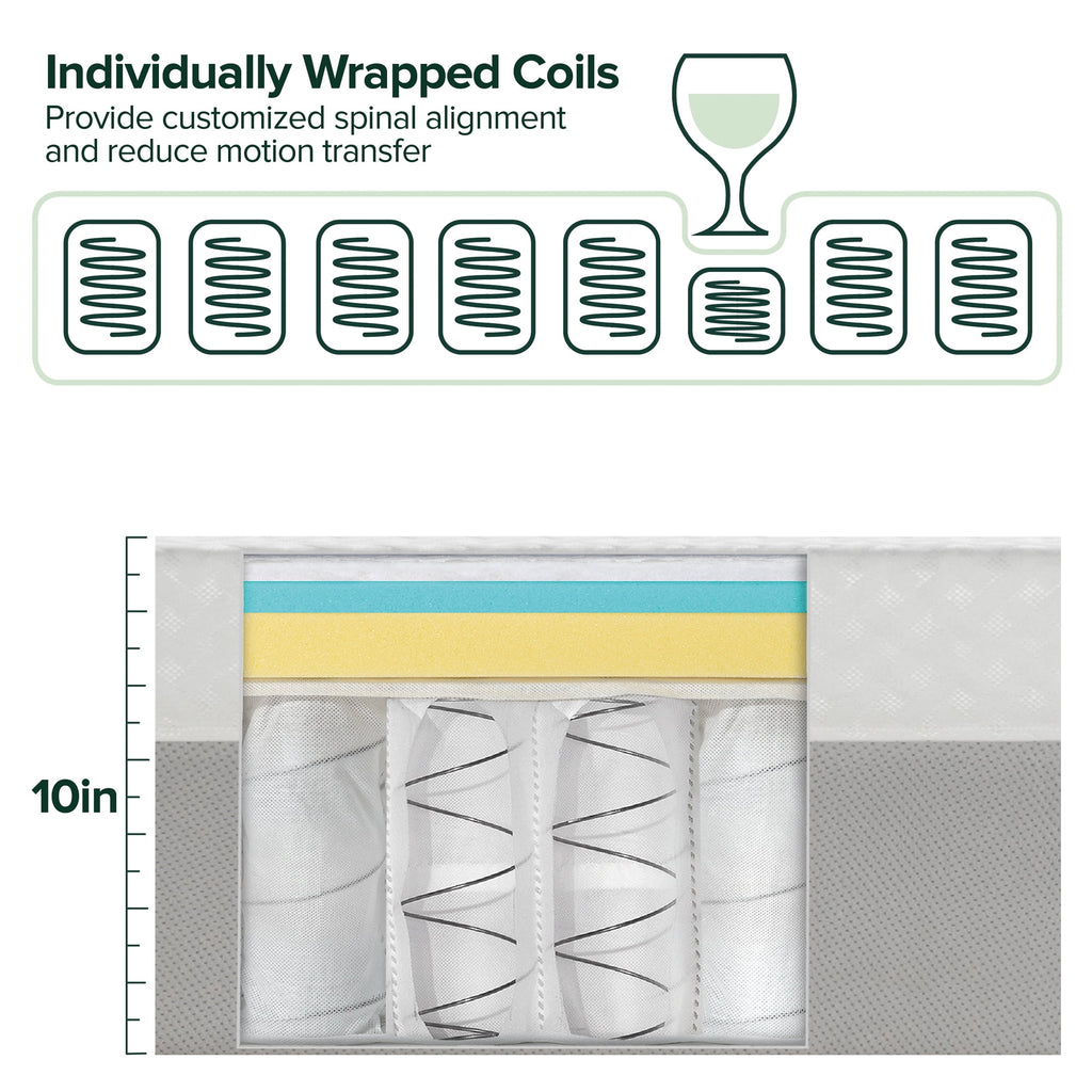 Zinus Cooling Airflow 10 Hybrid Mattress in a Box, Adult, Queen