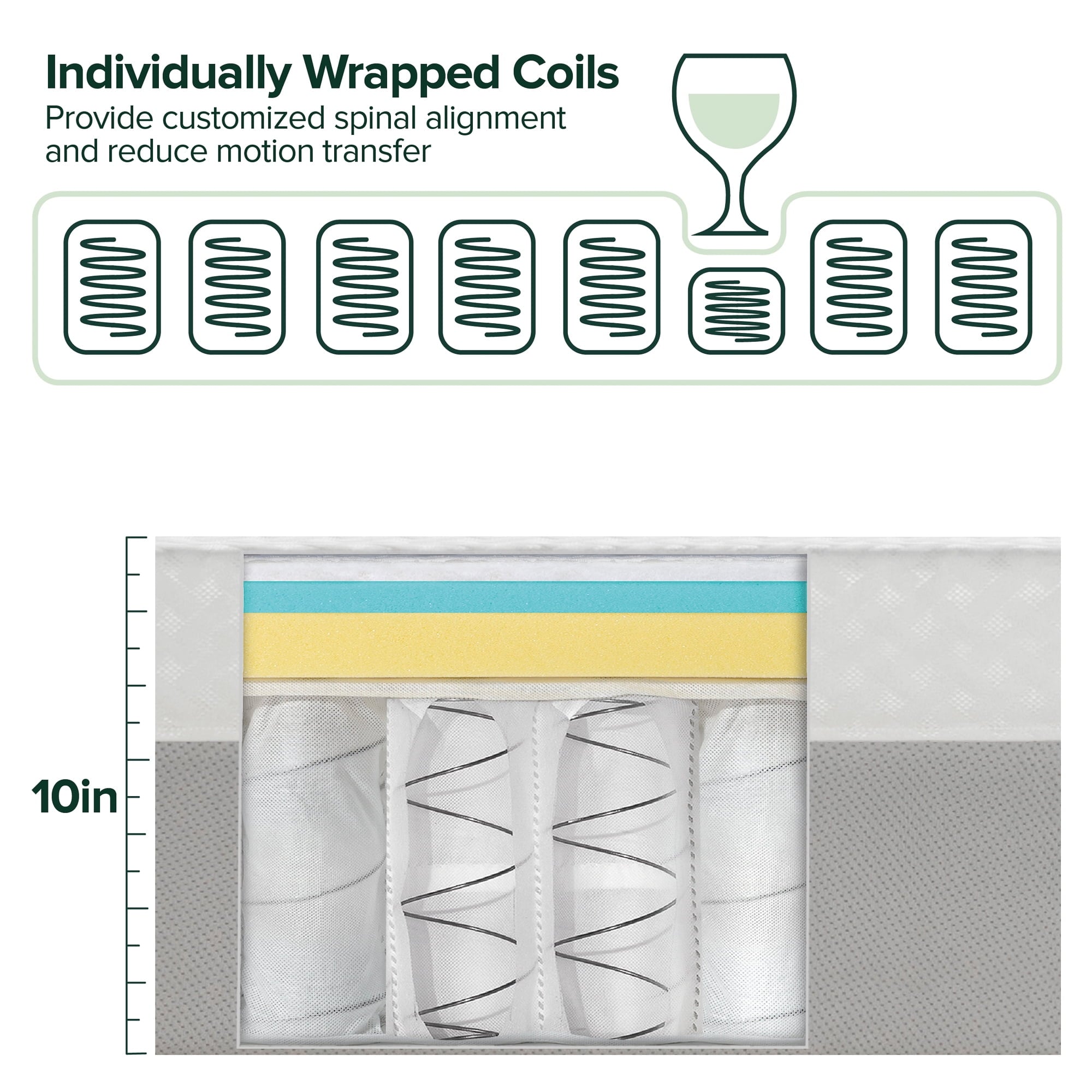 Zinus Cooling Airflow 10 Hybrid Mattress in a Box, Adult, Queen