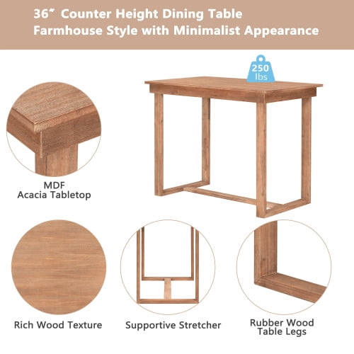 Harper & Bright Designs 5 Piece Dining Table Set Counter Height Dining Set with Classic Elegant Rectangel Table and 4 Padded Chairs for Kitchen Dining Room, Black and Beige