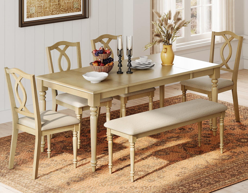 Dining Table for 6–8, Rectangular Table with Solid Wood Legs for Kitchen & Dining Room, 70 Inch, Oak