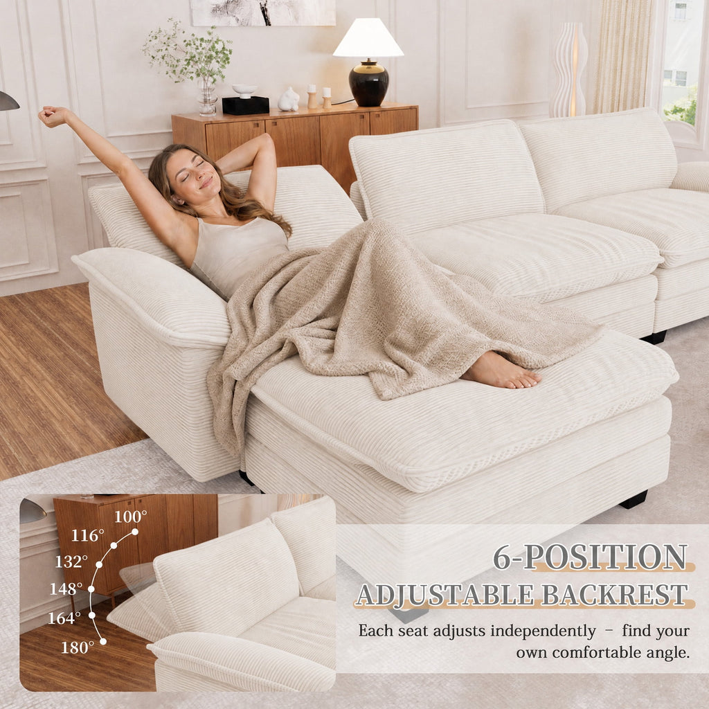 Muumblus 80.5 Corduroy Loveseat Sofa, Oversized Upholstered 2-Seater Fluffy Cloud Sleeper Couch for Living Room/Apt, Pink