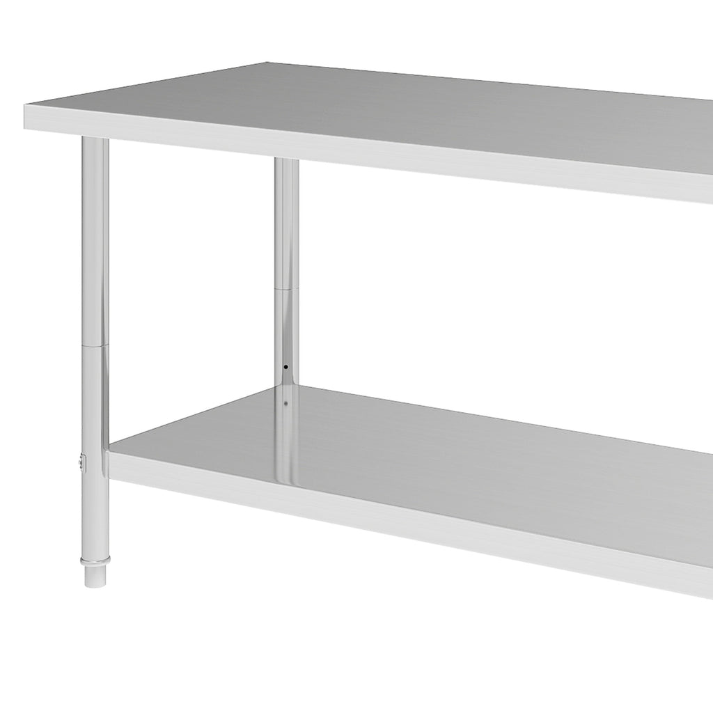 ModFusion 60x24 Heavy-Duty Stainless Steel Workbench with Adjustable Kitchen Rack, 5'x2'x2.8' ft Metal Prep Detailing Table, Home Steel Shelving, Utility Tools