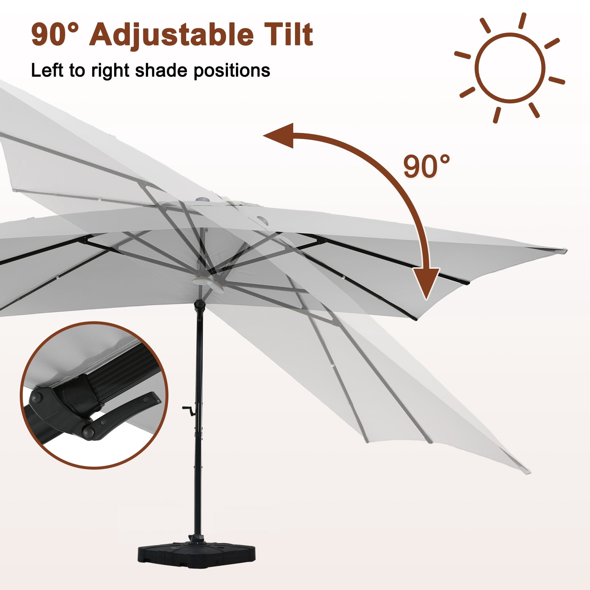 Mondawe 10x10ft Patio Umbrella Outdoor Square Large Cantilever Windproof Offset and Heavy Duty Sun Umbrella for Garden Deck Pool, Red