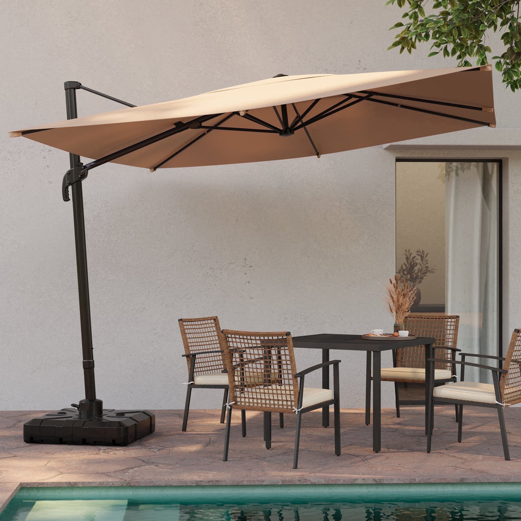 LAUSAINT HOME Outdoor Patio Umbrella, 10 Feet Large Cantilever Windproof Offset Umbrella with 360-degree Rotation for Backyard,Pool,Lawn,Deck,Gray
